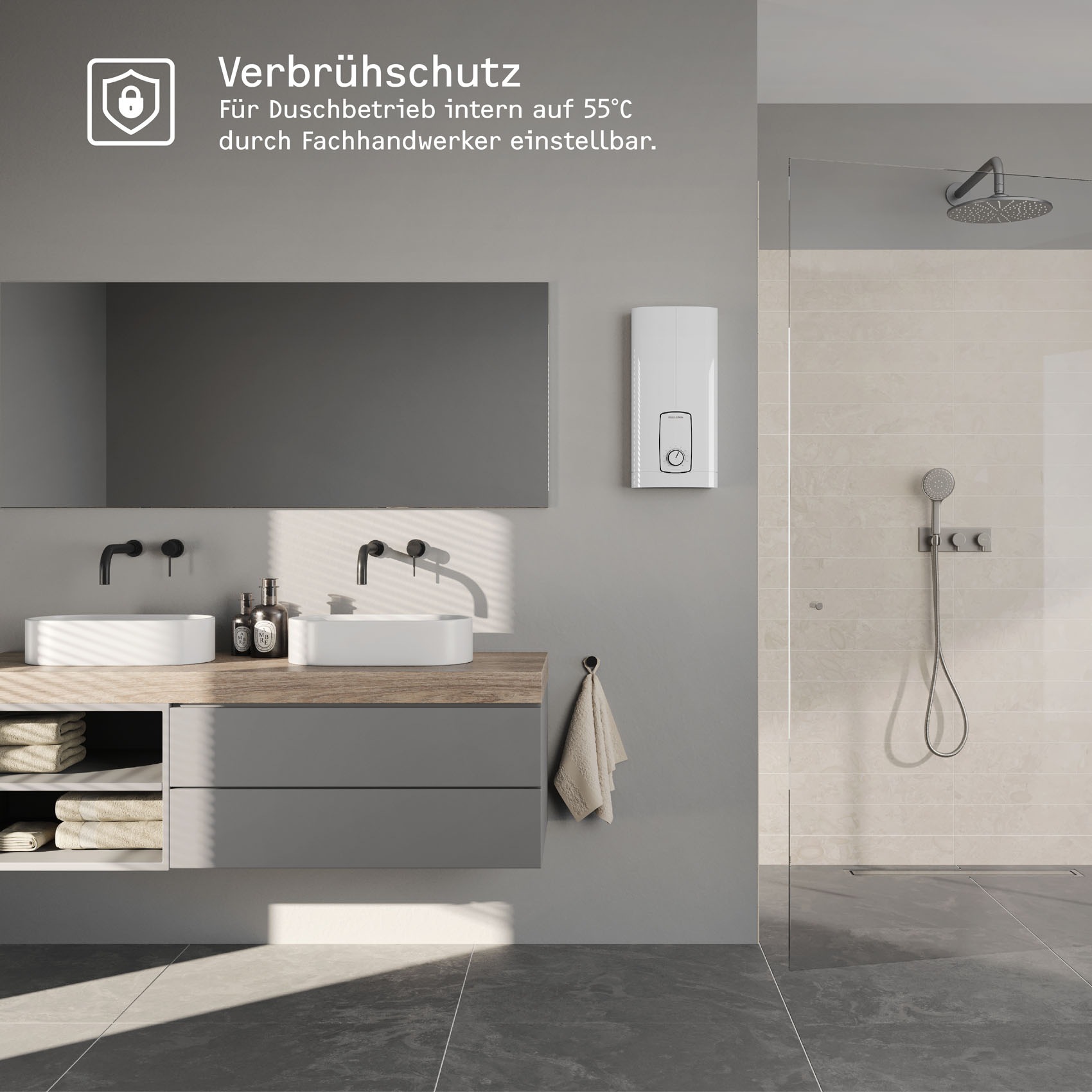 STIEBEL ELTRON Kompakt-Durchlauferhitzer »DHB 18 ST Trend 25A«, 3i Technologie für konstante Warmwassertemperatur