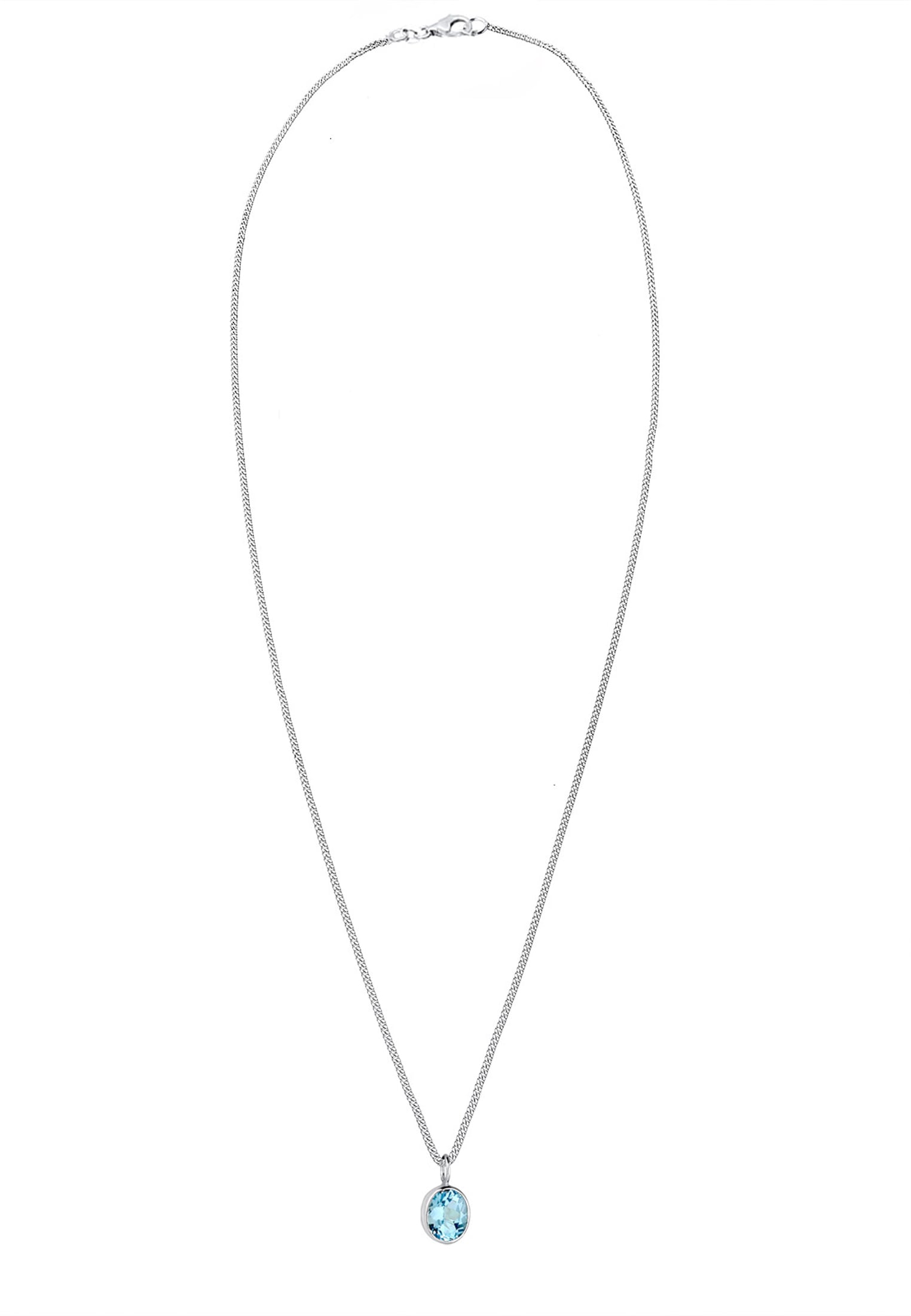 Elli Silberkette »Halskette Geo Oval Topas Edelstein Festlich 925 Silber«