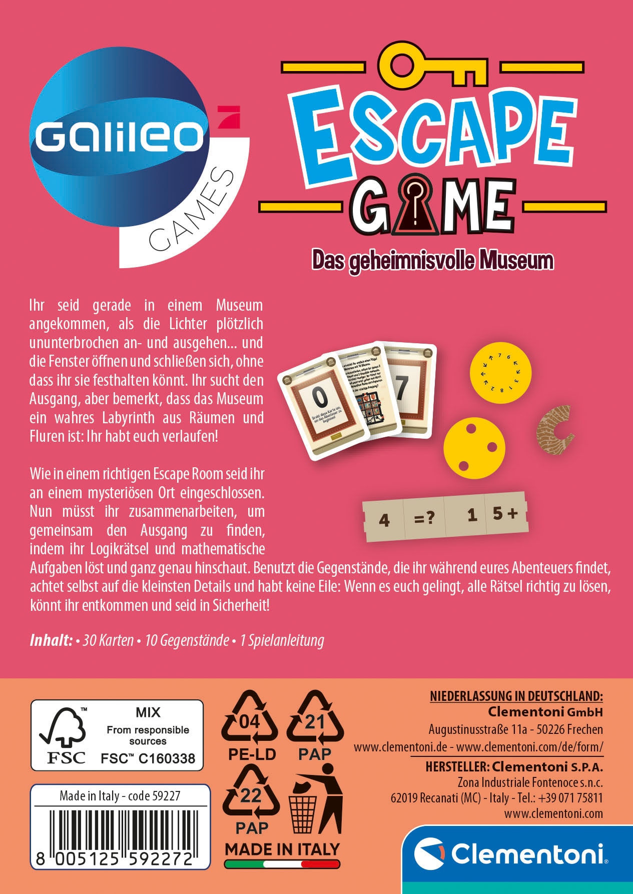Clementoni® Spiel »Galileo, Escape Game Das geheimnisvolle Museum«, Made in Europe