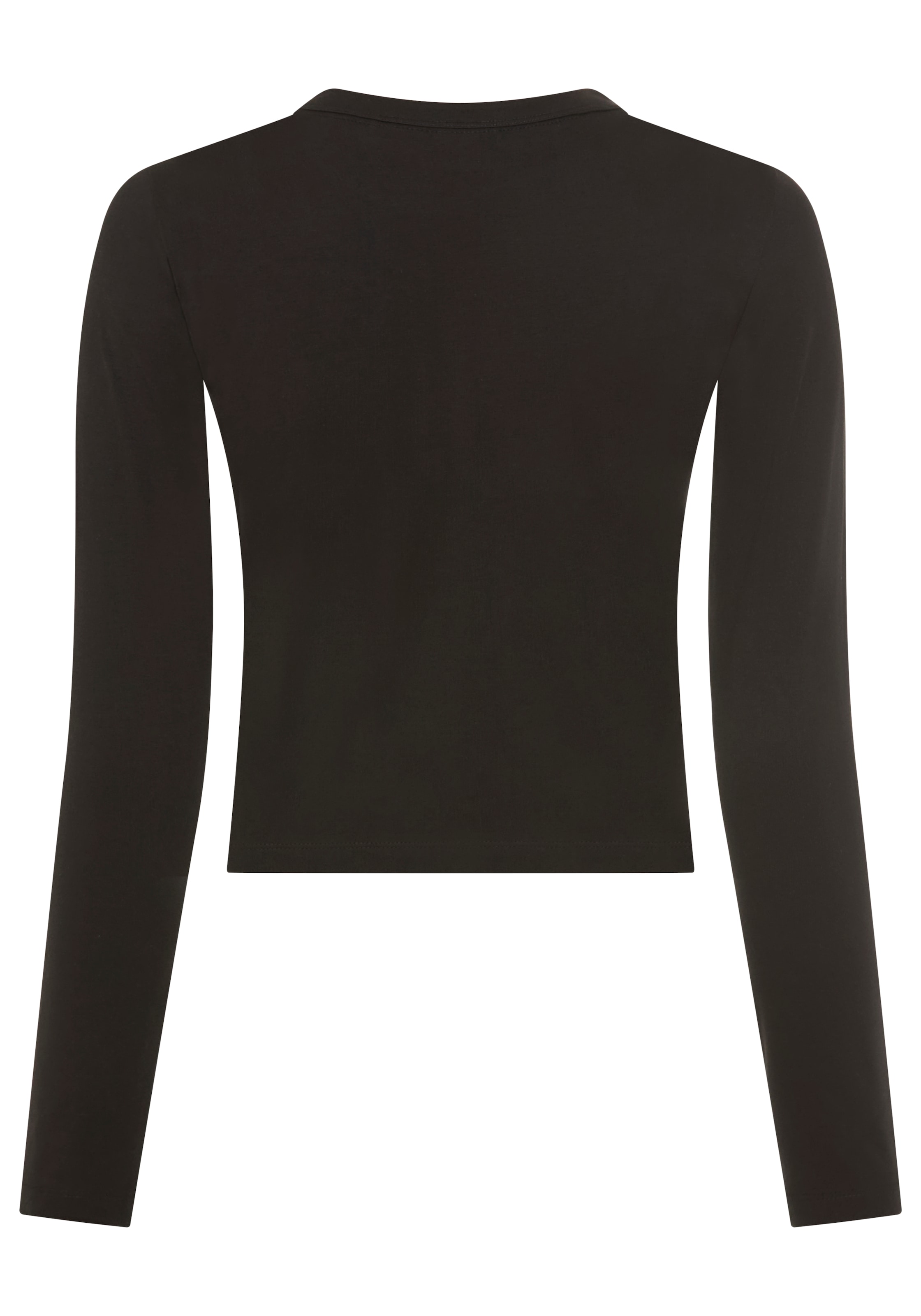 HUGO Blue Langarmshirt »Daliriee« cropped, Rundhals, mit Strassbesatz