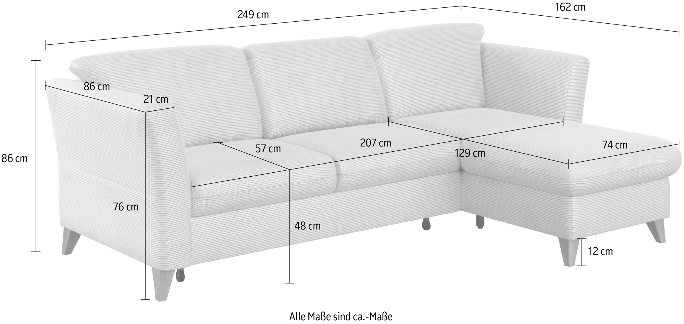 Home affaire Ecksofa »Trelleborg L-Form«, wahlweise mit Bettfunktion und Bettkasten, inkl. Federkern-Polsterung