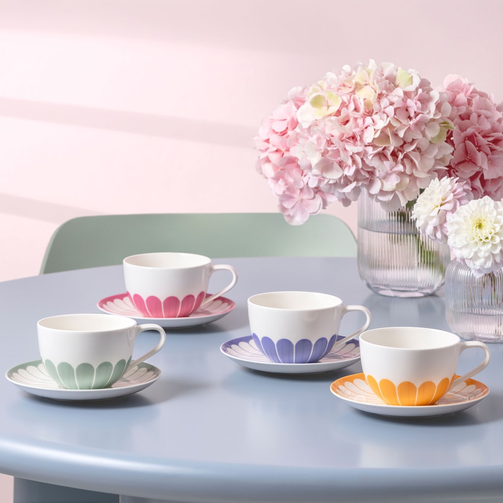 Villeroy & Boch Tasse »Cappuccinotassen Fleur Couleur 300 ml 6er Set« Spülmaschinenfest, Mikrowellensicher