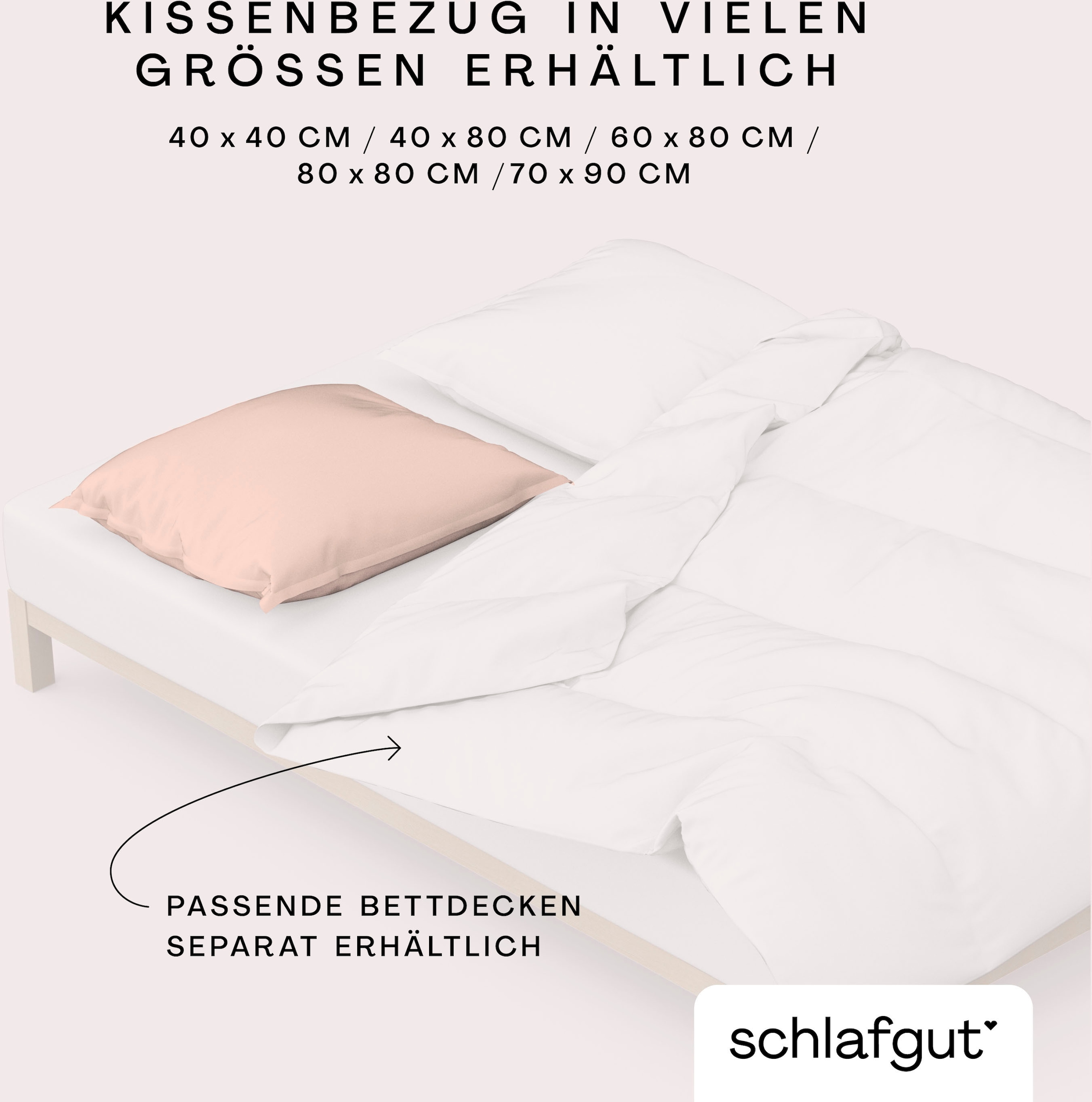 Schlafgut Kissenbezug »Knitted Jersey aus Bio-Baumwolle mit Elasthan, bügelfrei,«, (1 St.), besonders fein gestrickt, Kissenhülle mit farbigem Reißverschluss