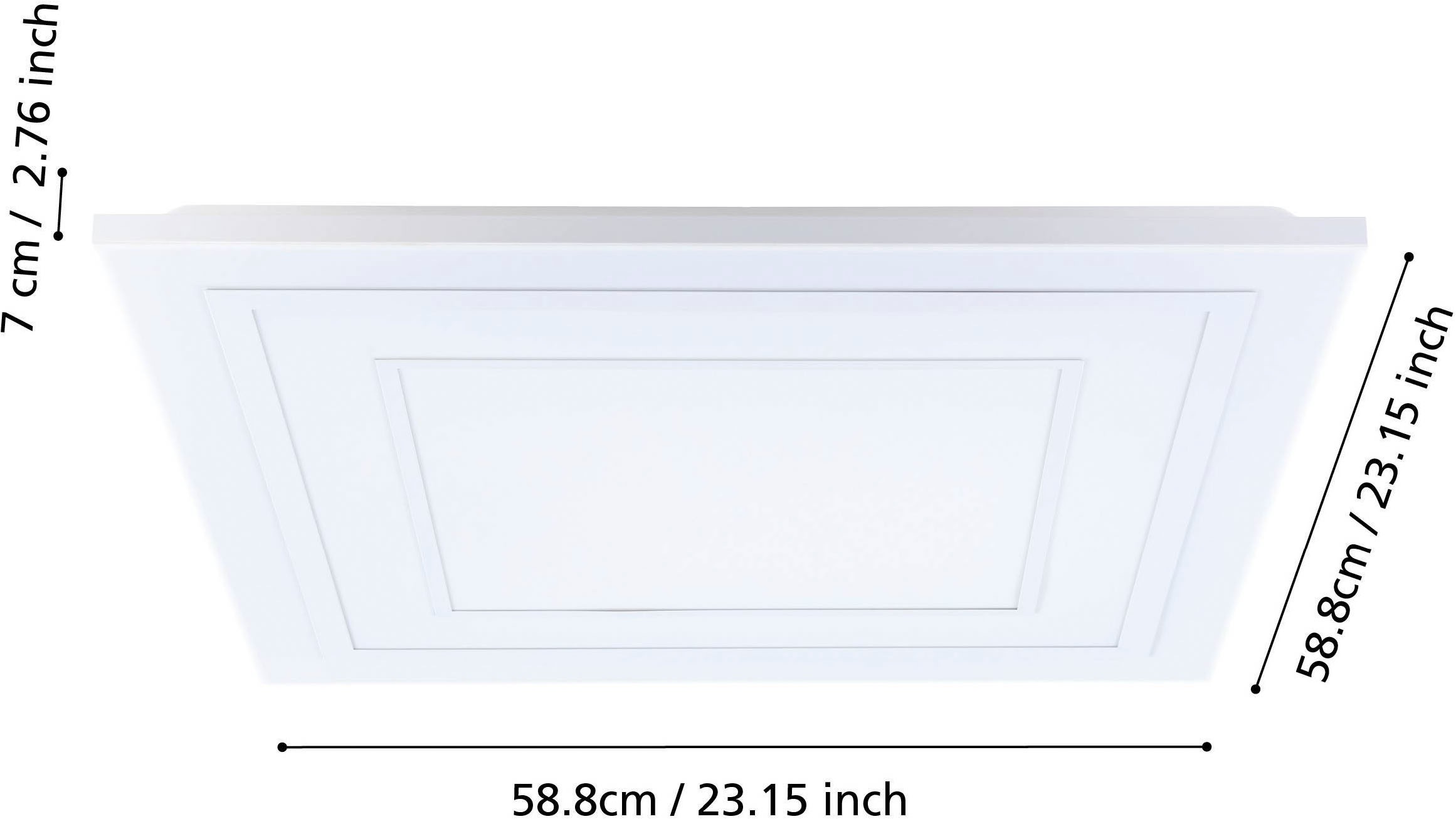 EGLO Deckenleuchte »Albarca Deckenlampe rahmenlos, inkl. Fernbedienung, Deckenleuchte« LED-Modul 1 Stk. Kaltweiß | RGB Wand-/Deckenleuchte - L58,8 x B58,8 x H6,9 cm - weiß - 29W inkl.