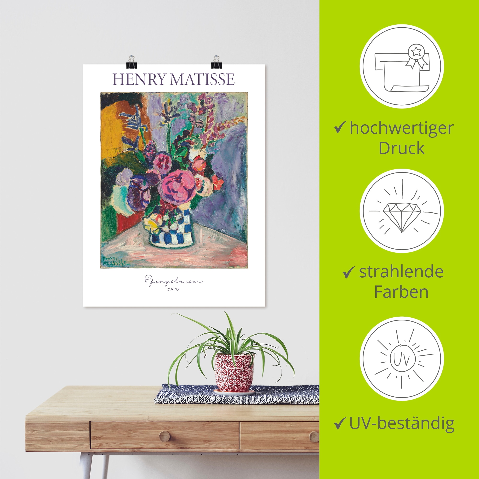 Artland Wandbild »Pfingstrosen. 1907« Arrangements 1 Stk. tlg. als Alubild, Leinwandbild, Poster, Wandaufkleber in verschied. Größen