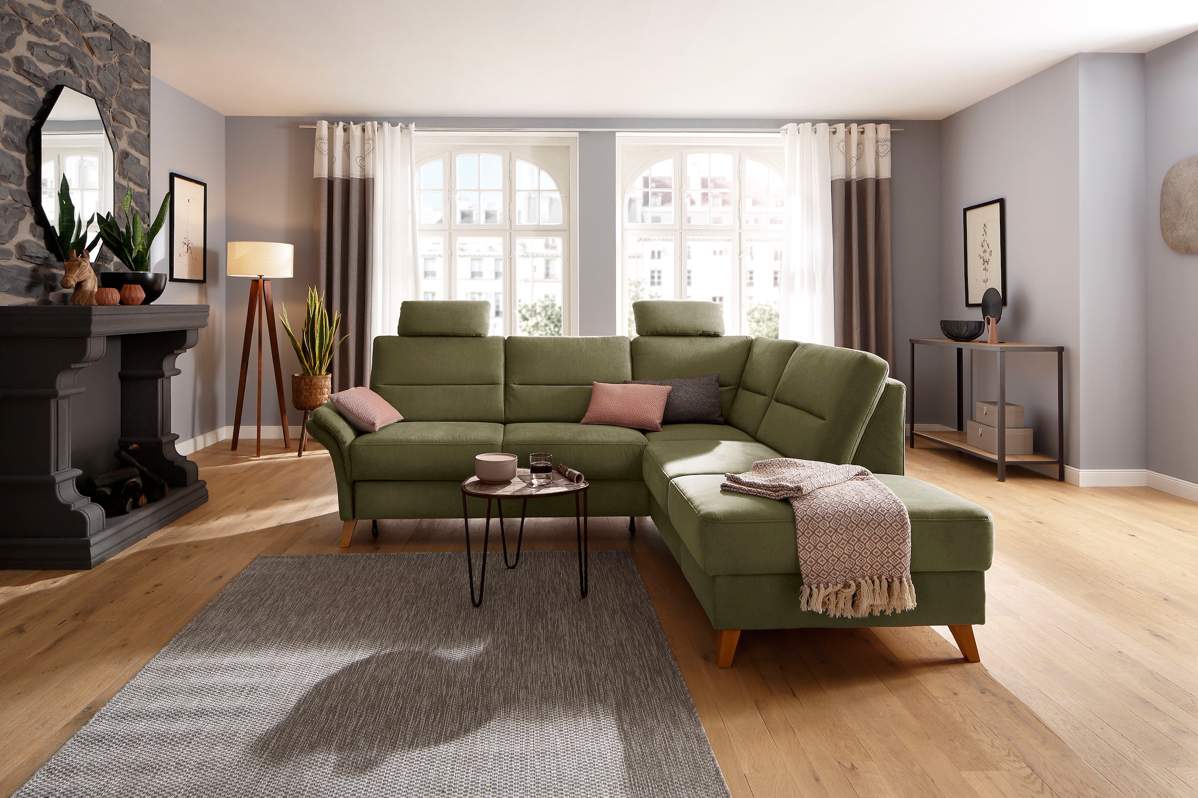 Home affaire Ecksofa »Westerland L-Form«, Federkern-Polsterung, wahlweise mit Bettfunktion, Bettkasten