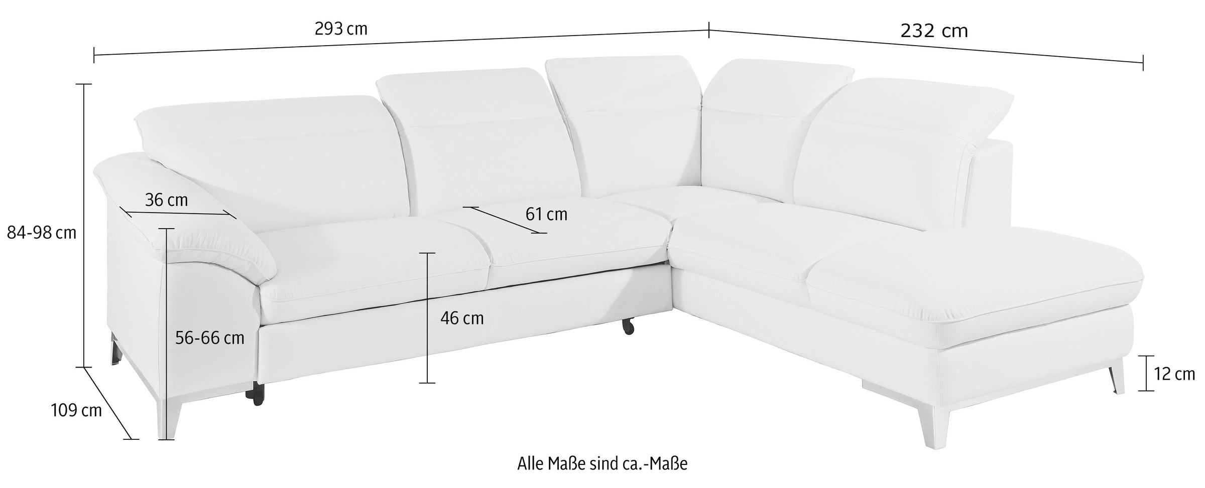 COTTA Polstergarnitur »Teresa L-Form«, (Set), Set bestehend aus: Ecksofa mit Kopfteilverstellung & Hocker