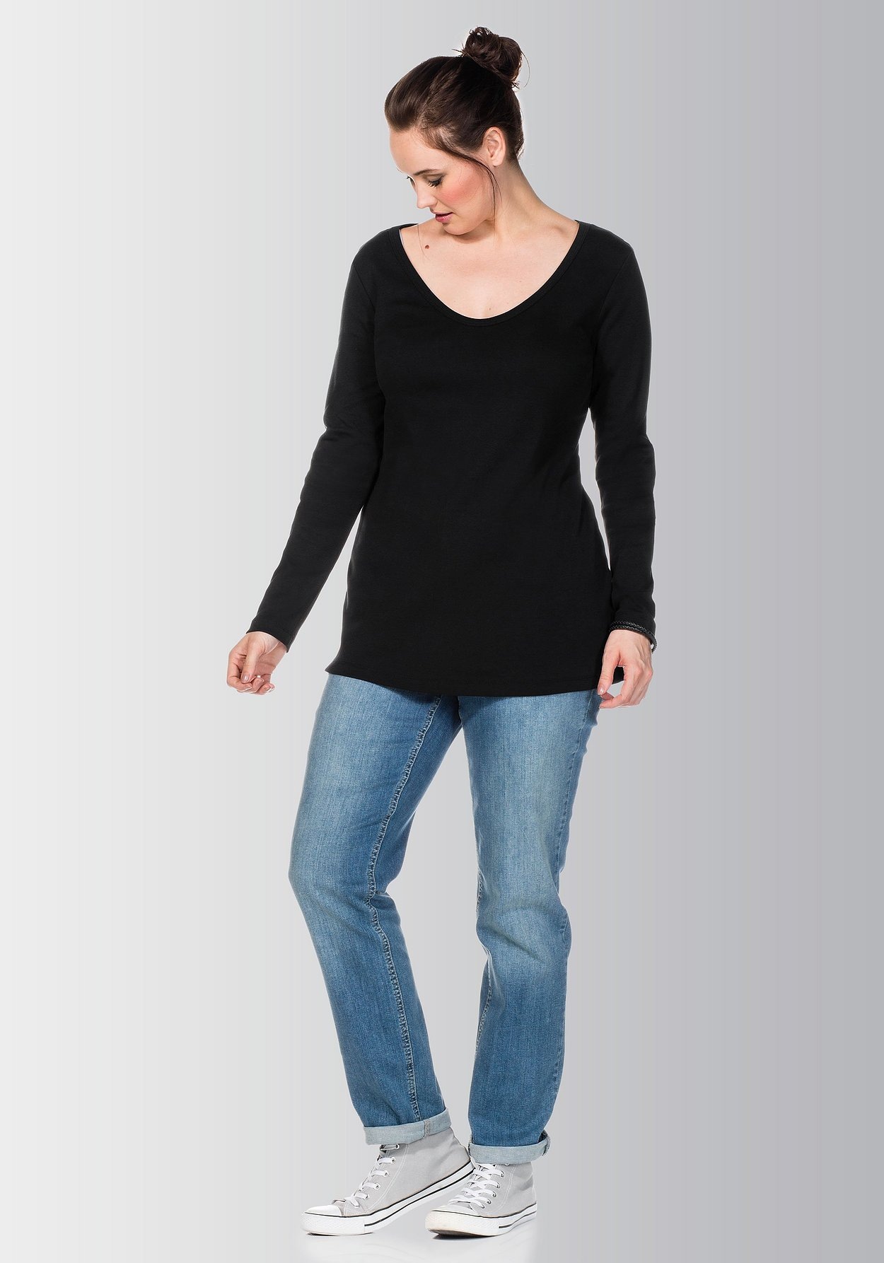 Sheego Langarmshirt »Langarmshirt aus Baumwolle«, aus Baumwolle