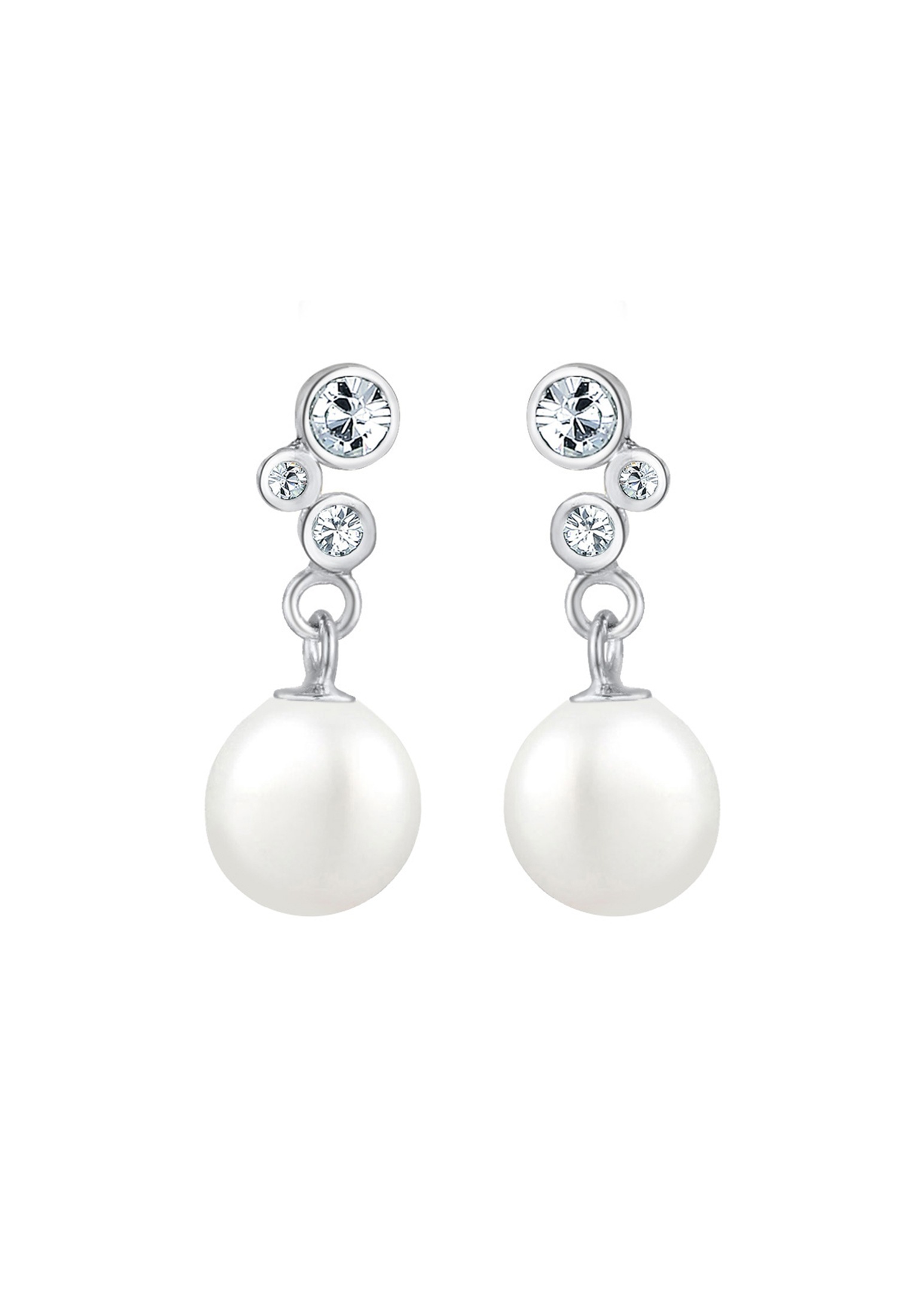 Elli Paar Ohrhänger »Ohrringe Ohrhänger kurz Muschelkernperle Glas Kristalle Weiß 925 Sterling Silver«