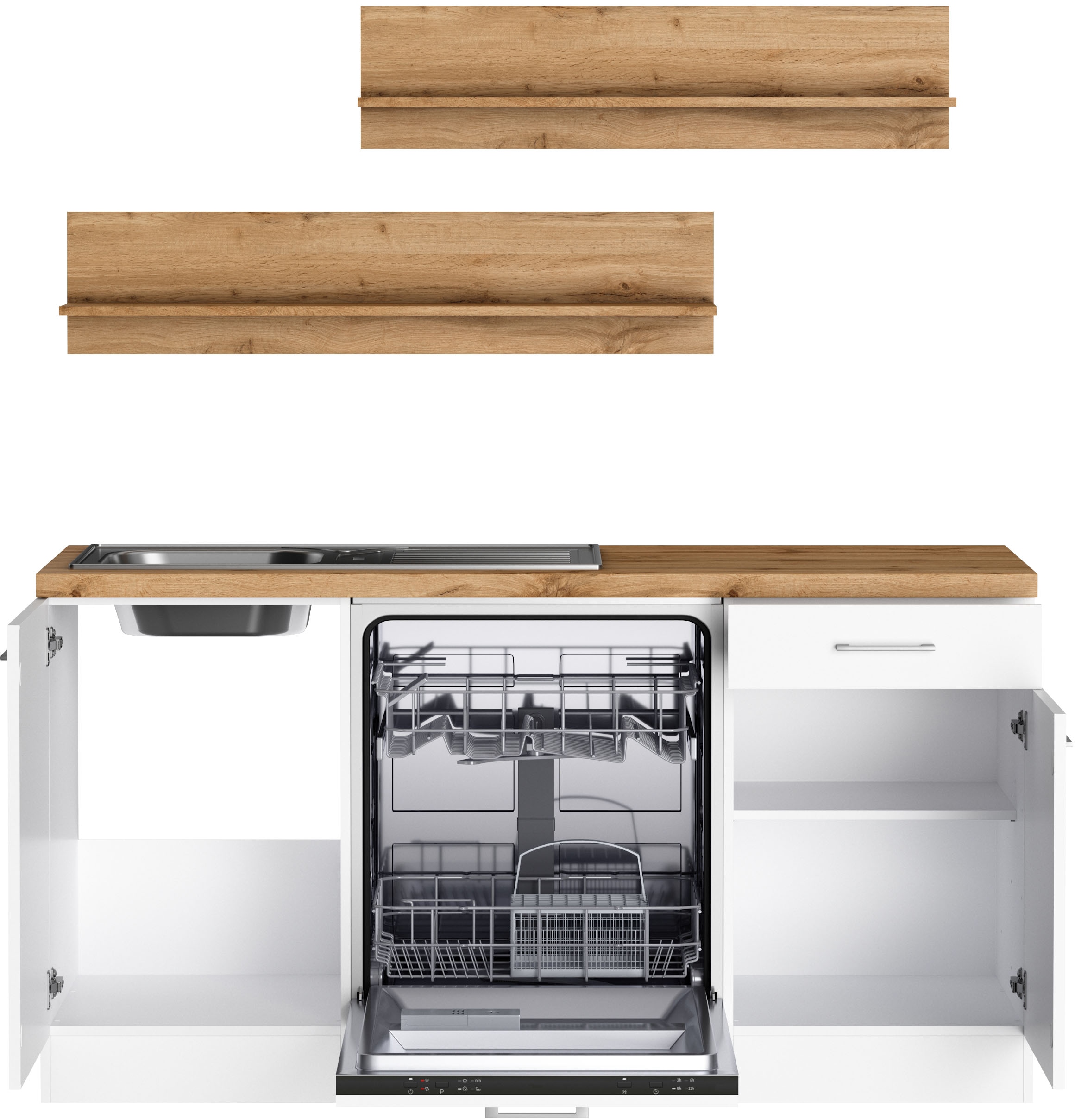 KOCHSTATION Winkelküche »KS-Milan«, Stellbr.360/220 cm, wahlweise mit E-Geräten, Kochfeld mit Dunstabzug