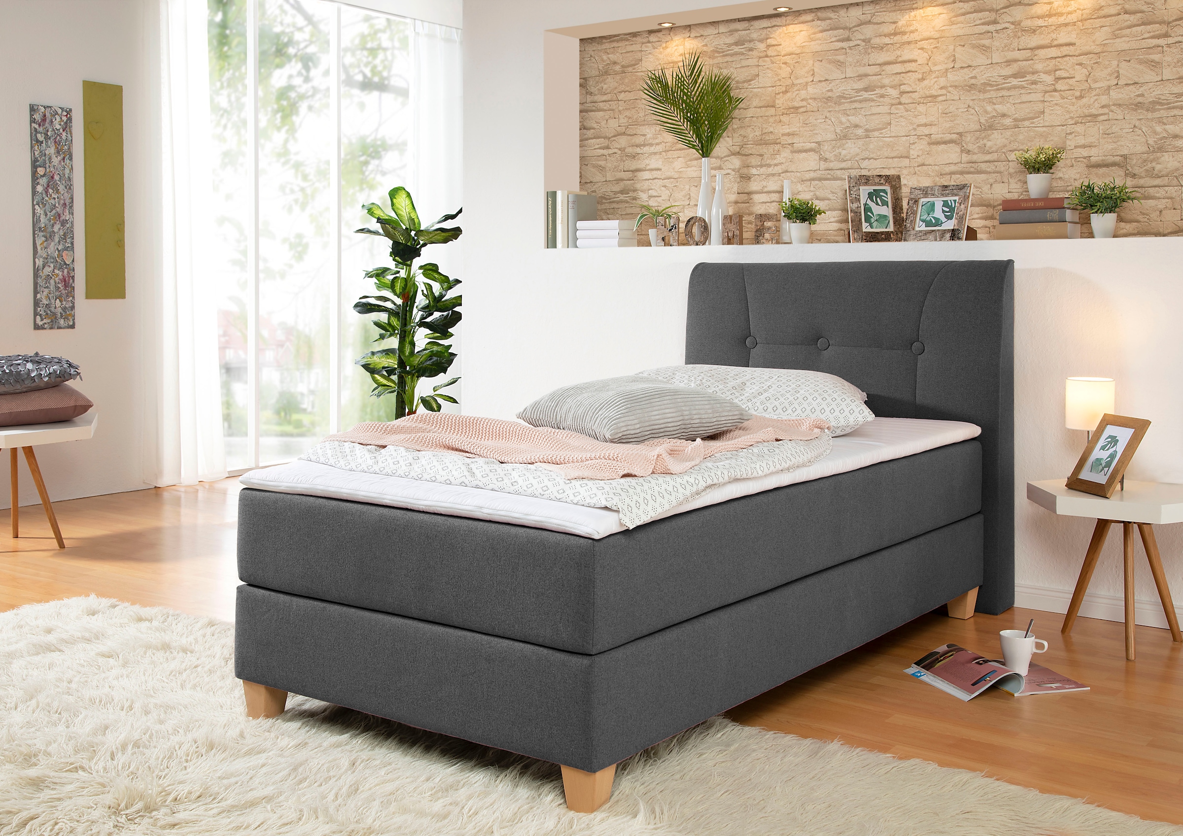 Home affaire Boxspringbett »Calloway« inkl. Topper, XXL-Ausführung, in 4 Farben, 5 Breiten, 3 Matratzenarten