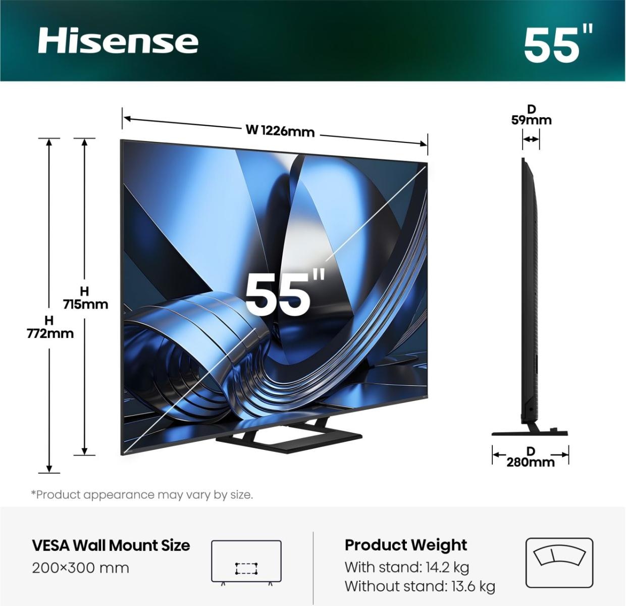 Hisense QLED-Fernseher »55U7DSE« 139 cm/55 ″ Smart-TV
