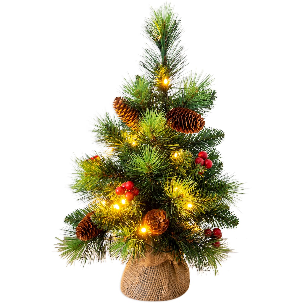näve LED-Leuchtzweig »LED-Weihnachtsbaum mit Beeren und Tannenzapfen, H.45cm, Weihnachtsdeko«