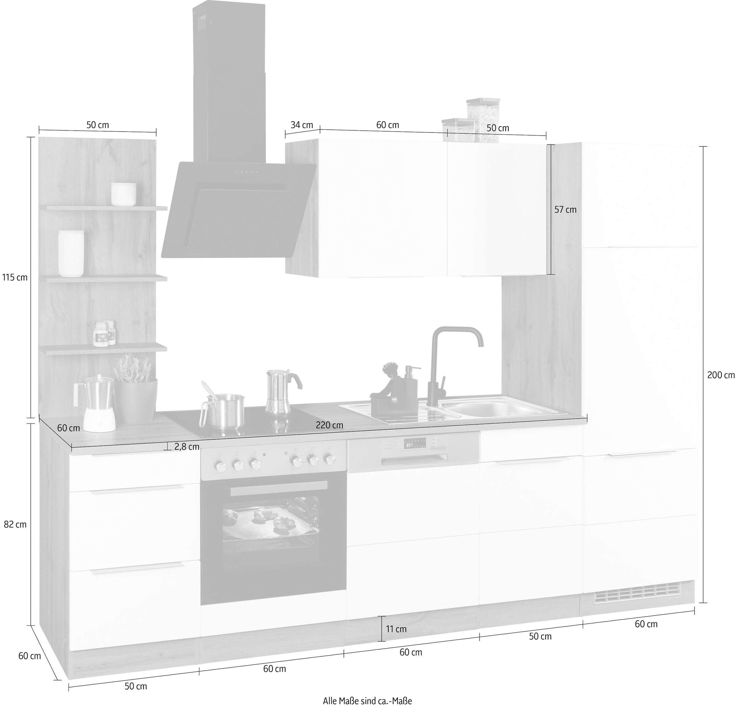 HELD MÖBEL Küchenzeile »Brindisi«, ohne Geräte, Breite 280 cm kaufen online  bei OTTO