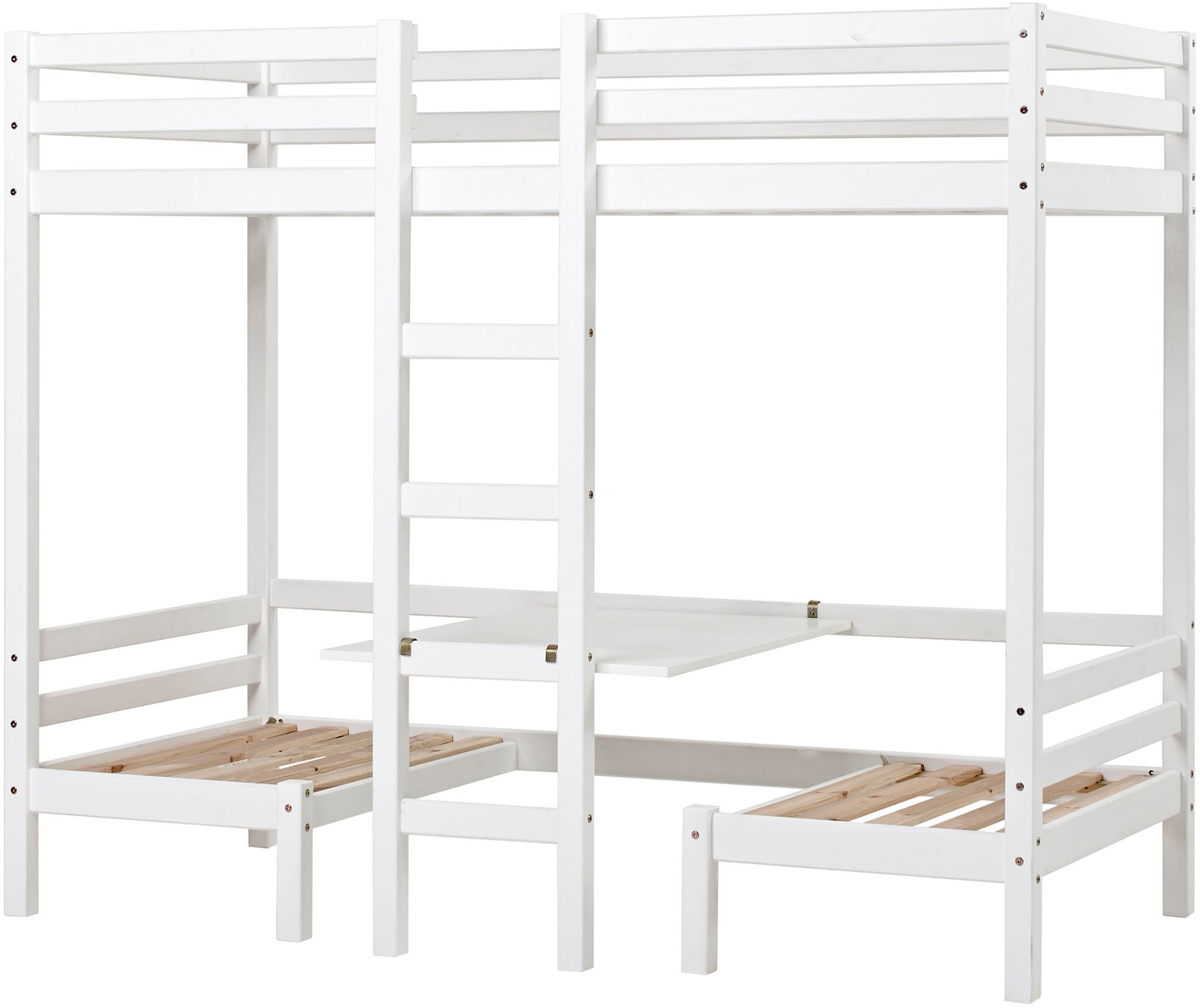 Hoppekids Hochbett »ECO Dream, Kinderbett mit Funktion - Praktisch & flexibel« Unteres Bett nutzbar als Bett oder Sitzgruppe. Matrazenbezug: PINK