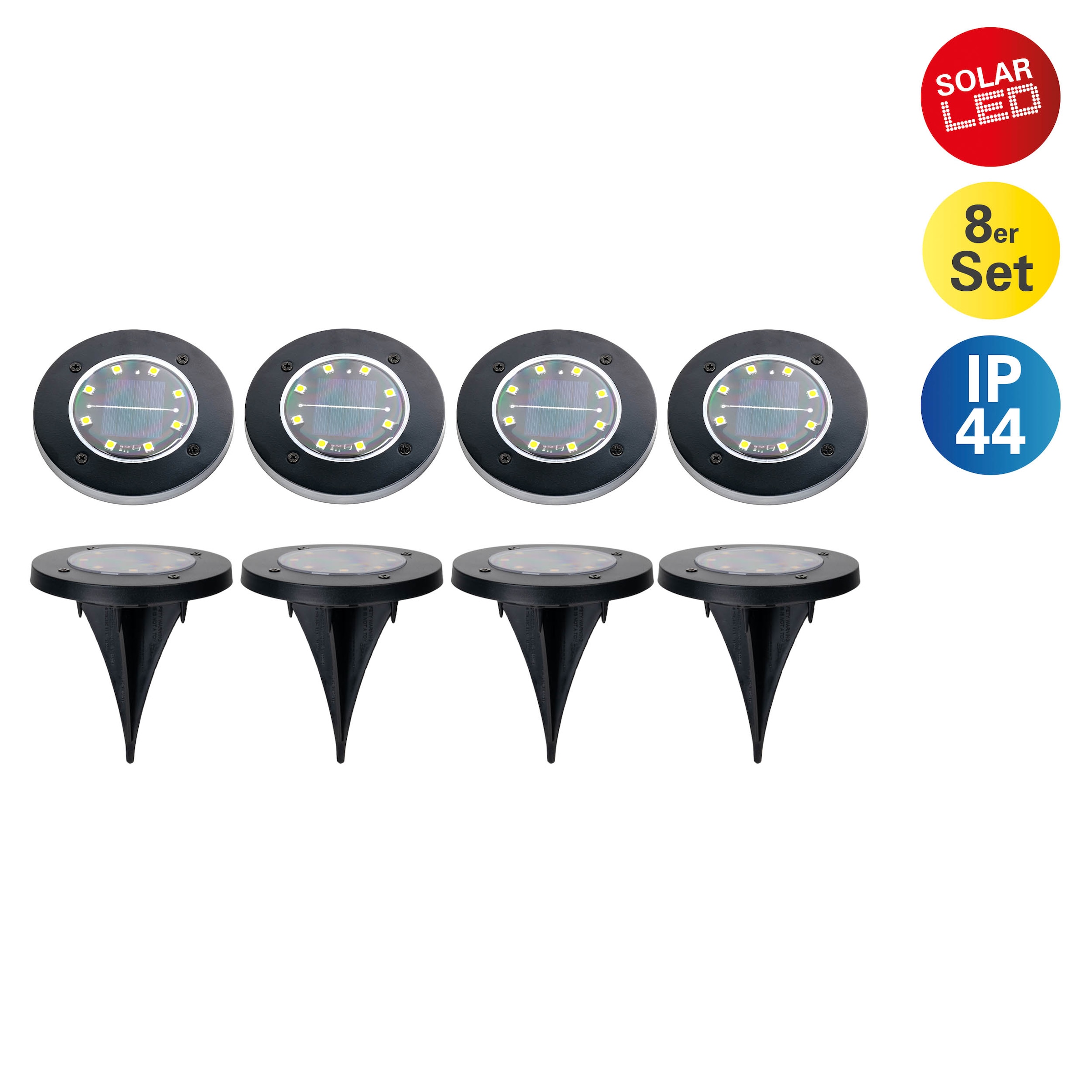 näve LED Solarleuchte »Kian - Solar-Erdspieß Wegeleuchte Gartenlampe« LED-Modul 8 Stk. Warmweiß Solar-Boden-Erdspieß, Set, Solar-Lampe, Bodenleuchte, Gartenstrahler