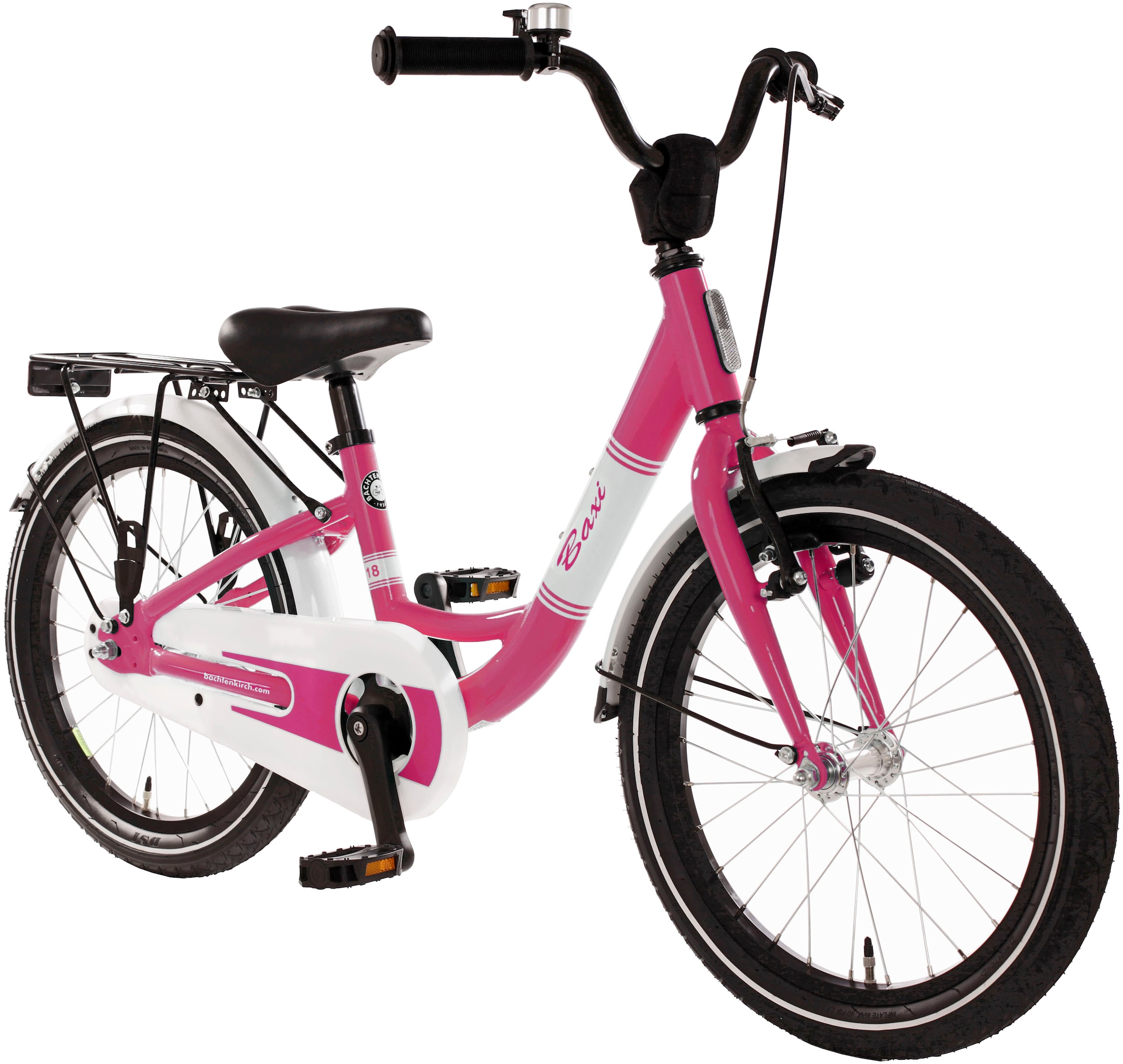 Bachtenkirch Kinderfahrrad »18" Baxi - pink«, 1 Gang, ohne Schaltung, (Packung), Alu Kinderfahrrad mit Vollausstattung, erhältlich in 14/16/18 Zoll