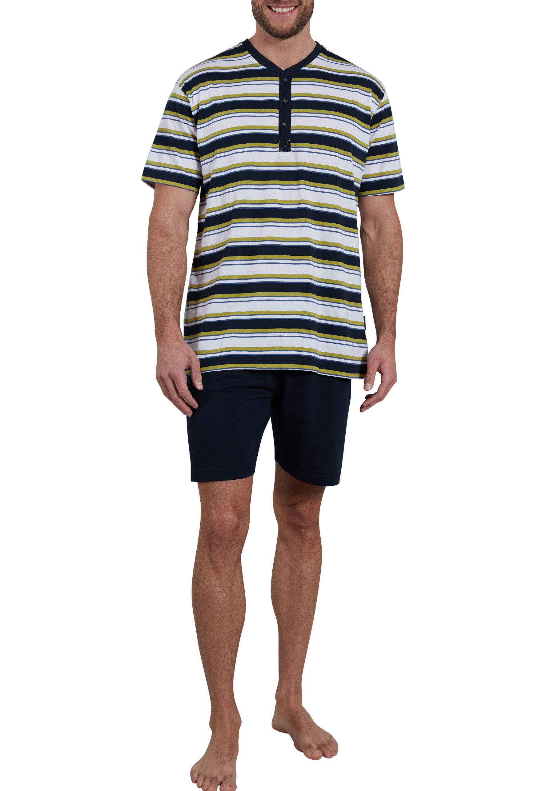 GÖTZBURG Shorty, (2 tlg.), mit ansprechendem Design, Streifen und Knopfleiste