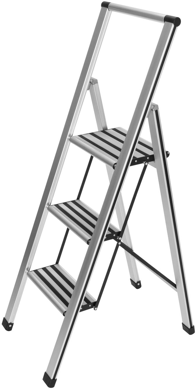 WENKO Trittleiter »Modell Alu-Design«, Klapptritt Leiter, rutschsichere XXL-Stufen, klappbar, bis 150 kg