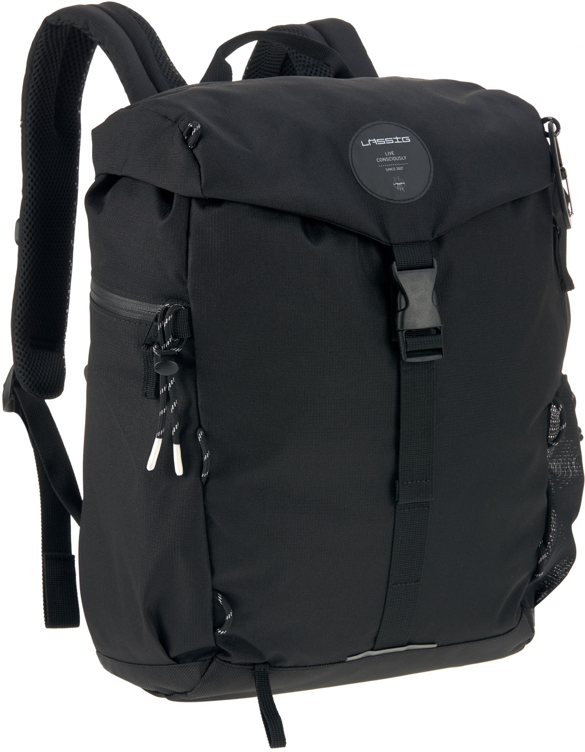 LÄSSIG Wickelrucksack »Green Label, Outdoor, Black«, Reflektoren, PETA-approved vegan; zum Teil aus recyceltem Material