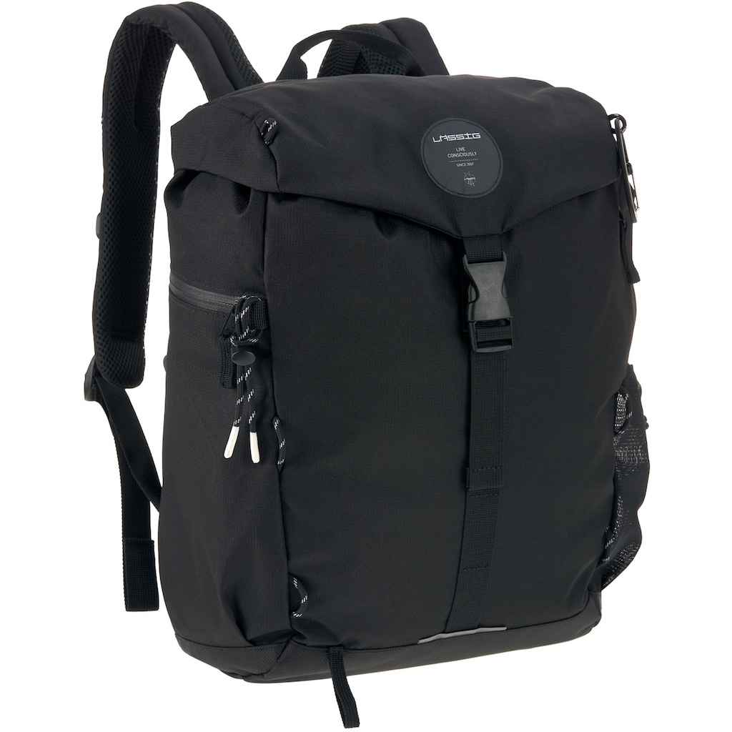 LÄSSIG Wickelrucksack »Green Label, Outdoor, Black«, Reflektoren, PETA-approved vegan; zum Teil aus recyceltem Material