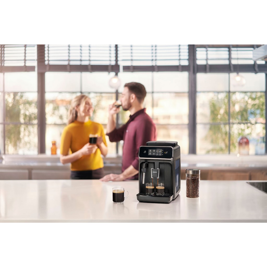 Philips Kaffeevollautomat »2200 Serie EP2220/10 Pannarello«, für 2 Kaffeespezialitäten und anpassbarer Aromastärke, mattschwarz