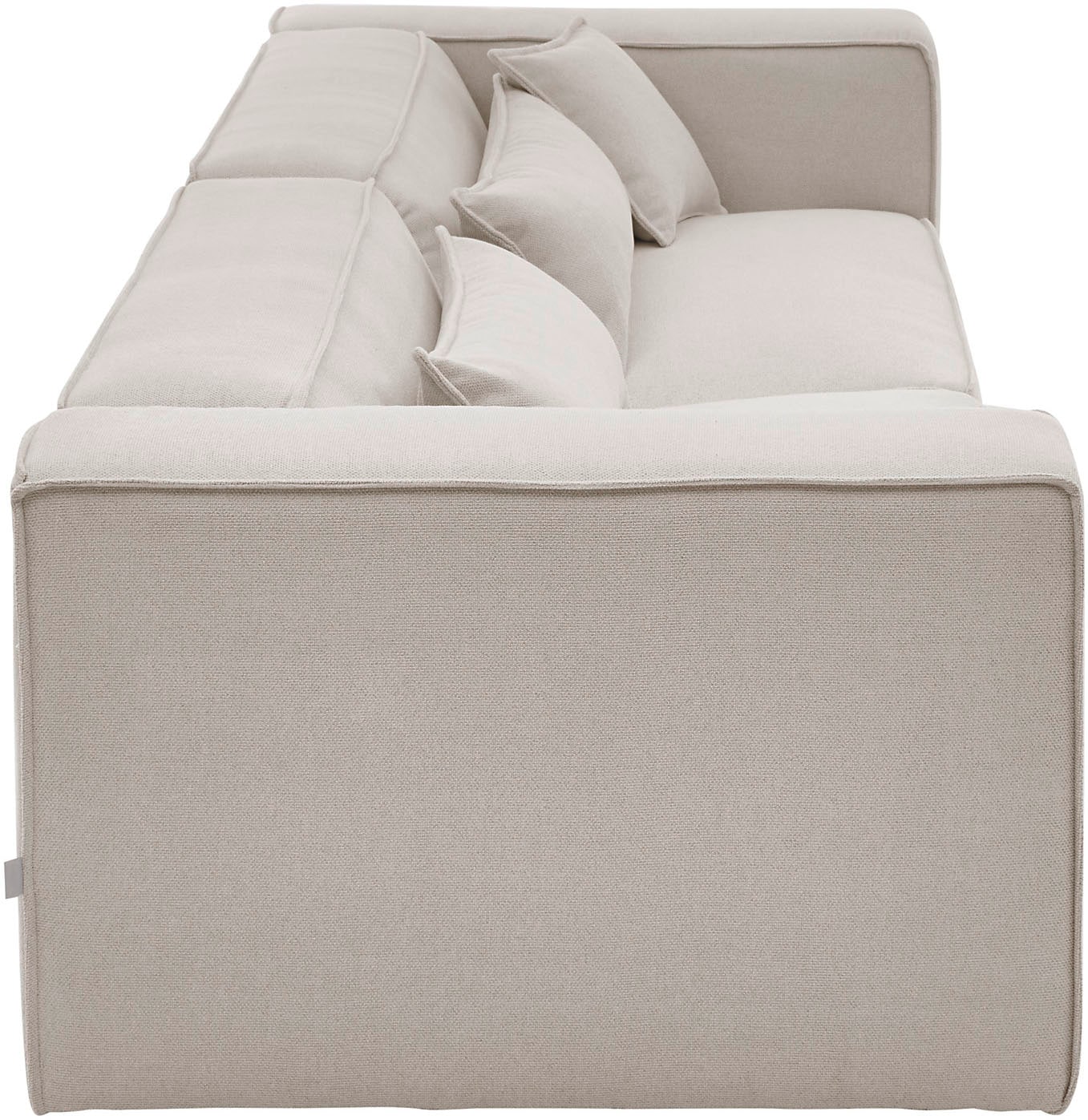 LeGer Home by Lena Gercke 3-Sitzer »PIARA, Couch mit Kedernaht, Sofa in Cord oder Leinenoptik«, schwarze Füße, bequemer Sitzkomfort