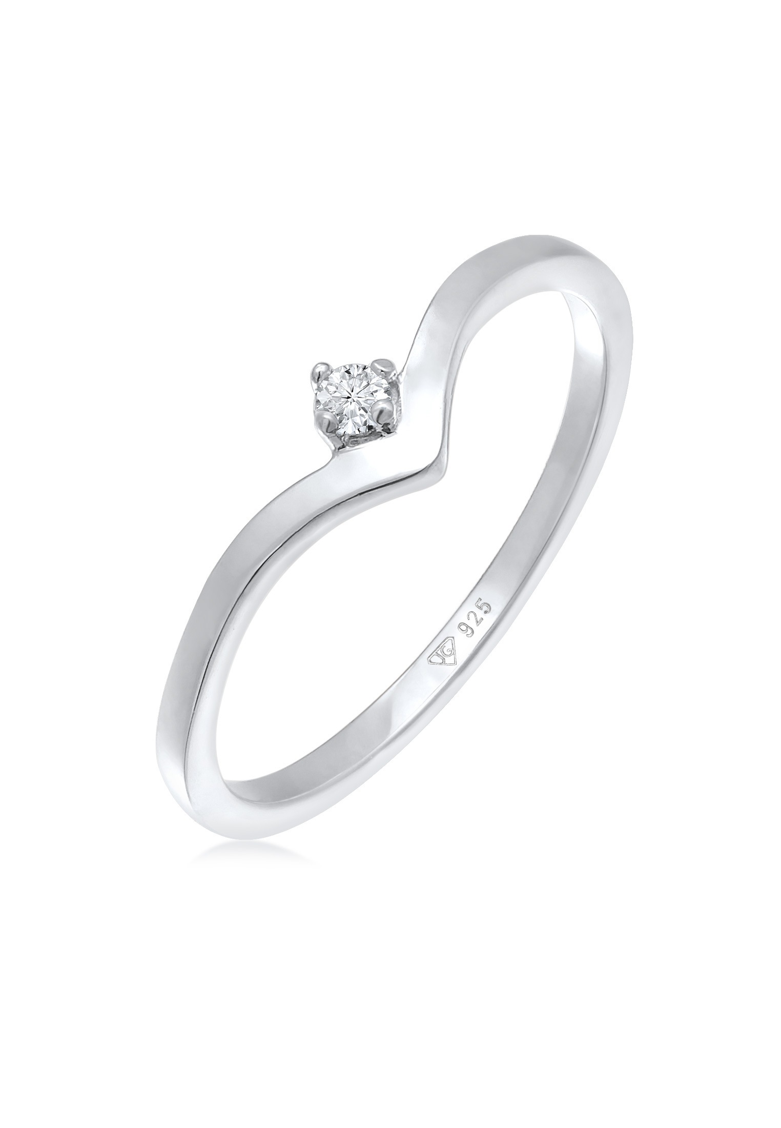 Elli DIAMONDS Diamantring »Ring Lab Grow Diamant (0.035) V-Form Stapelring 925 Silber«
