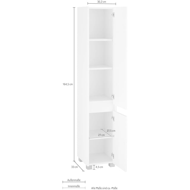 INOSIGN Hochschrank »List«, Breite 30,2 cm, Höhe 164,5 cm, grifflos,  wechselbarer Türanschlag im OTTO Online Shop