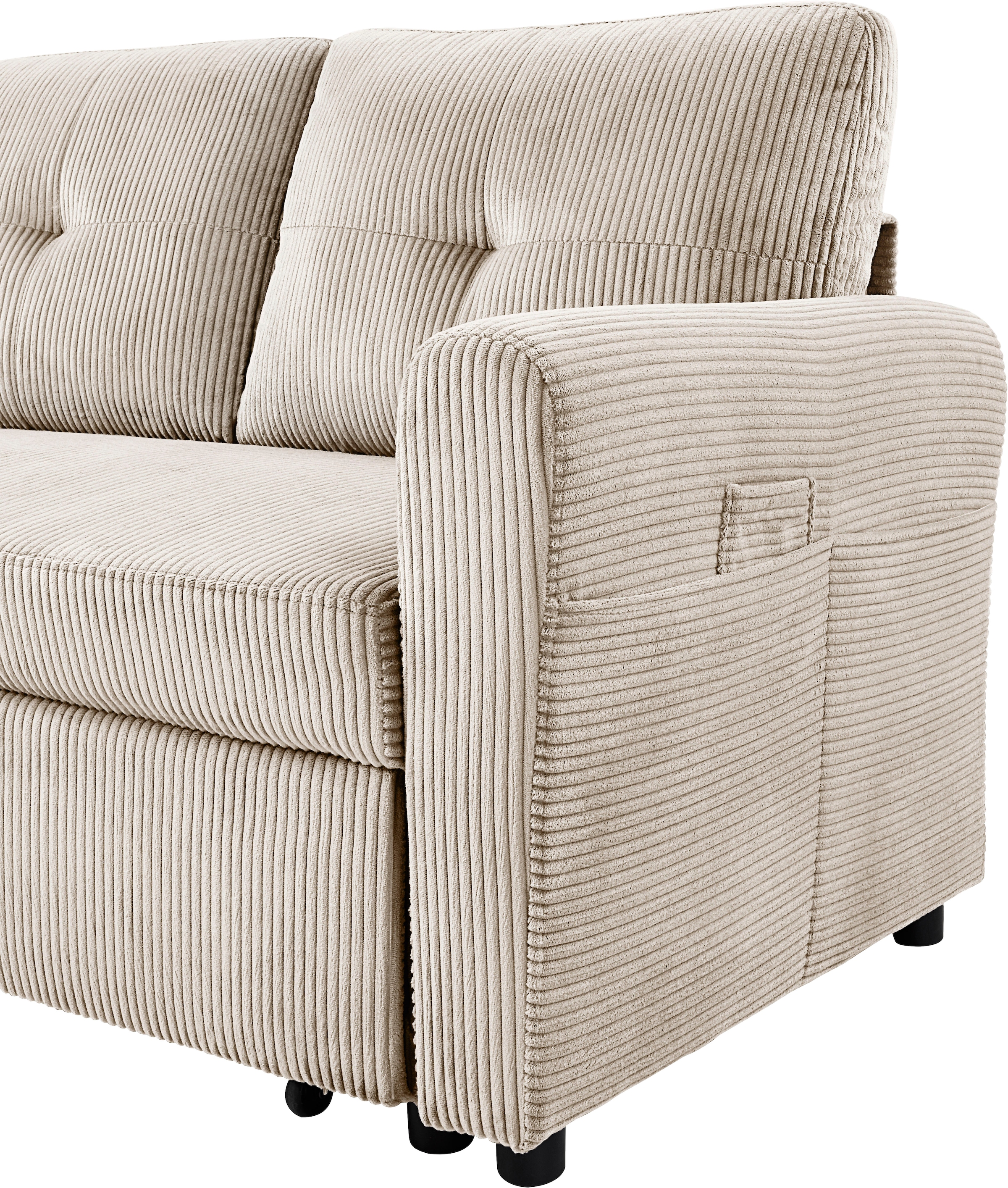 ATLANTIC home collection Schlafsofa »Gustavo L-Form«, mit Schlaffunktion, Stauraum & seitlichen Taschen