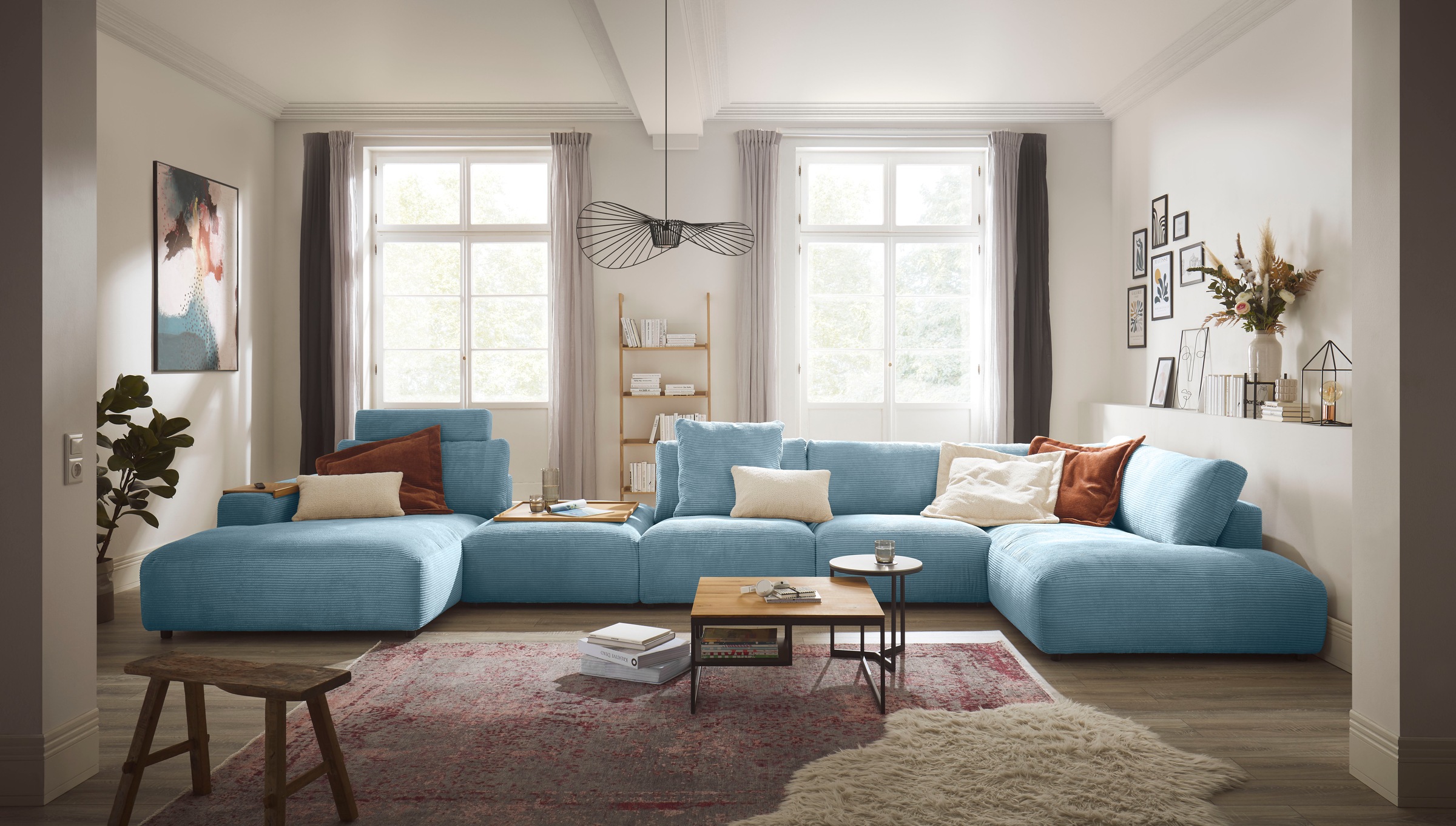 Musterring Wohnlandschaft »Lucia U-Form«, Cord-Bezug, inklusive Kopfstütze, Gesamtbreite 524 cm