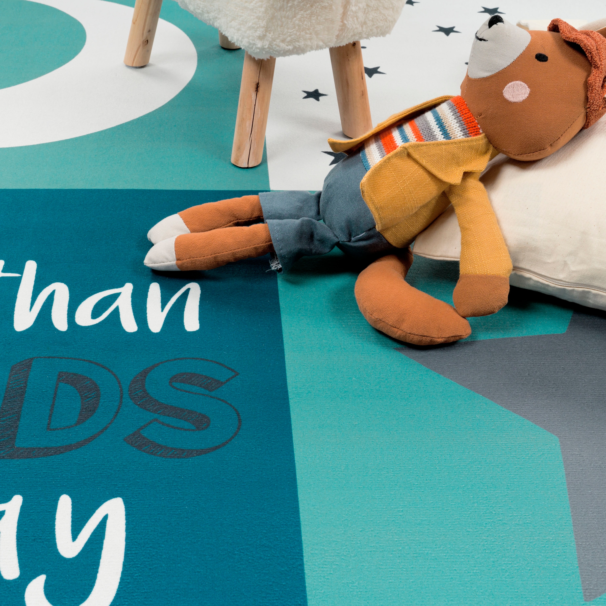 Paco Home Kinderteppich »Aleyna 101«, rechteckig, 6 mm Höhe, Kurzflor, Kinder Design, Motiv Mond & Sterne, Kinderzimmer