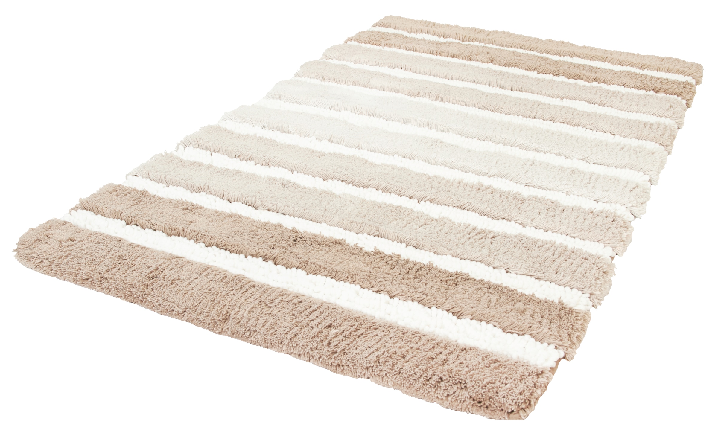 Kleine Wolke Badematte »Phoenix, Badvorleger, Badezimmer Teppich« Höhe 35 mm rutschhemmend beschichtet fußbodenheizungsgeeignet Badteppich, gestreift, Hoch-Tief Effekt, waschbar