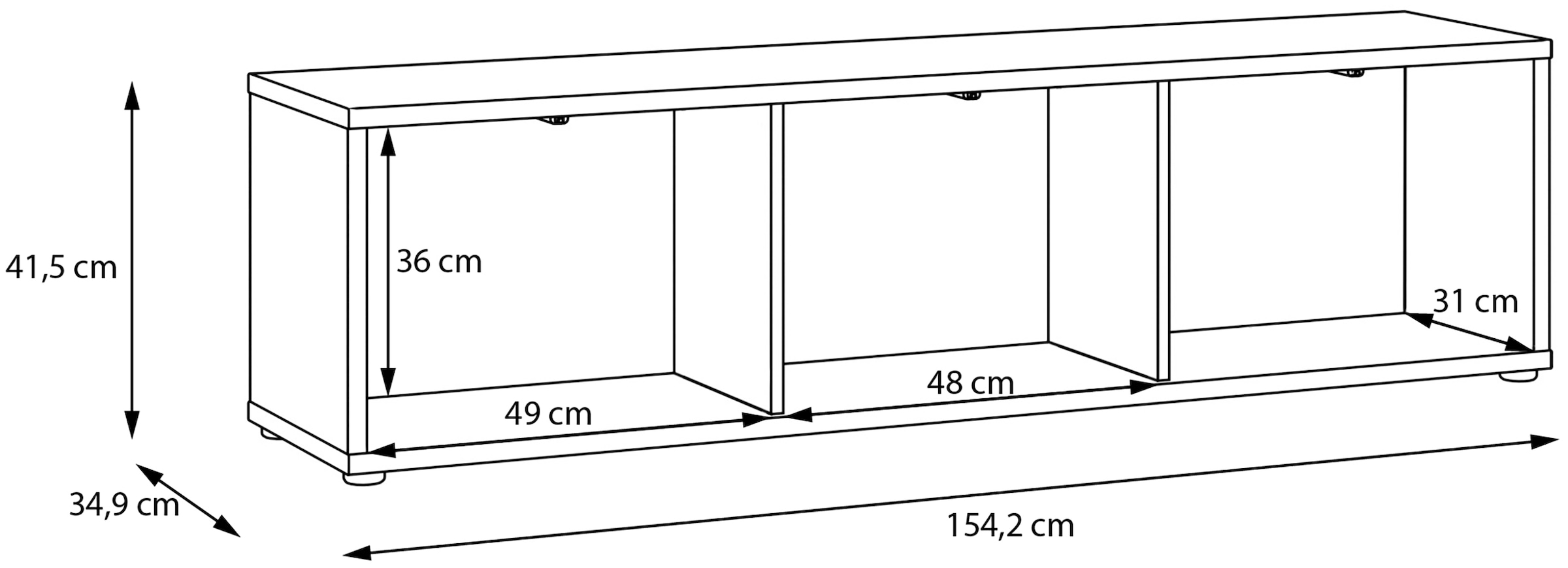 FORTE Lowboard »Alice Springs, TV-Board, viel Stauraum, große Türen zum Aufklappen« B/H/T 154,2/41,5/34,9 cm Klapptüren
