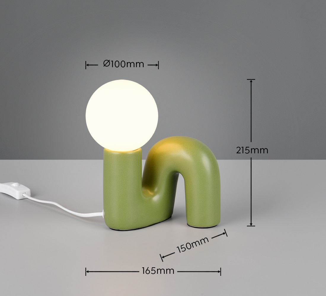 REALITY Leuchten Tischleuchte »QUINN, Keramik Tischlampe m. Glasschirm, Set inkl 2xG9 Leuchtmittel 3W« G9 2 Stk. Warmweiß Design Nachttischlampe, Schreibtischlampe Höhe 22cm, Glas Lampenschirm