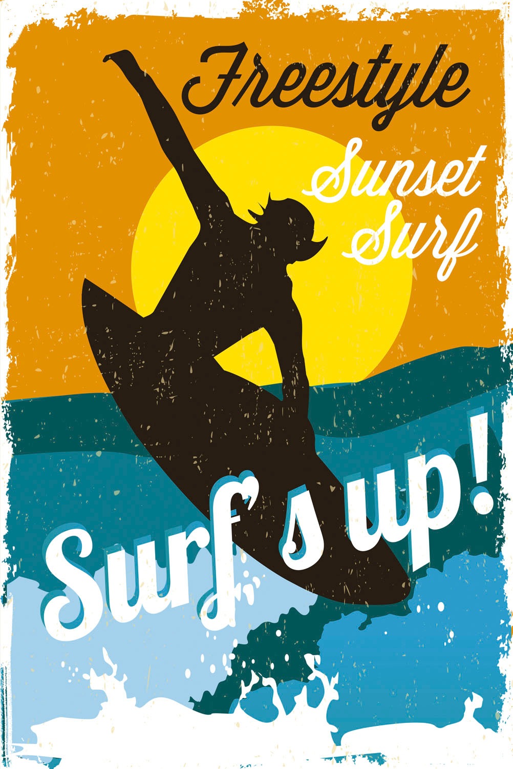 queence Metallbild »Surf's up«, (1 St.), Stahlschilder