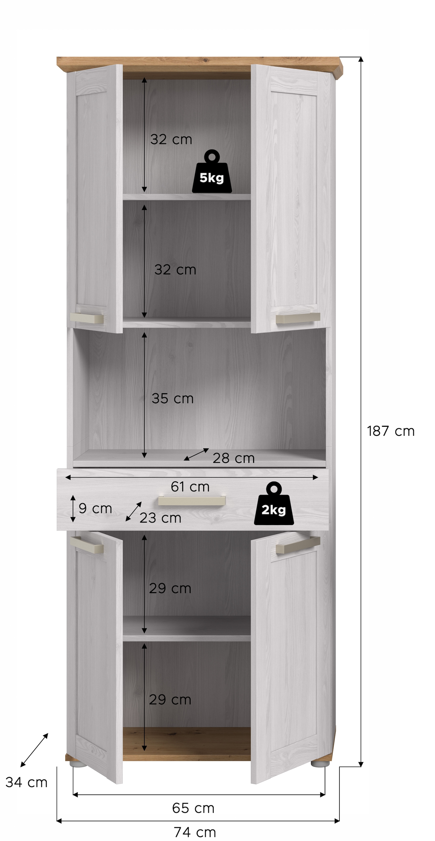 welltime Hochschrank »COSENZA« 1 Stk. tlg. Hochschrank, Bad, Badezimmerschrank