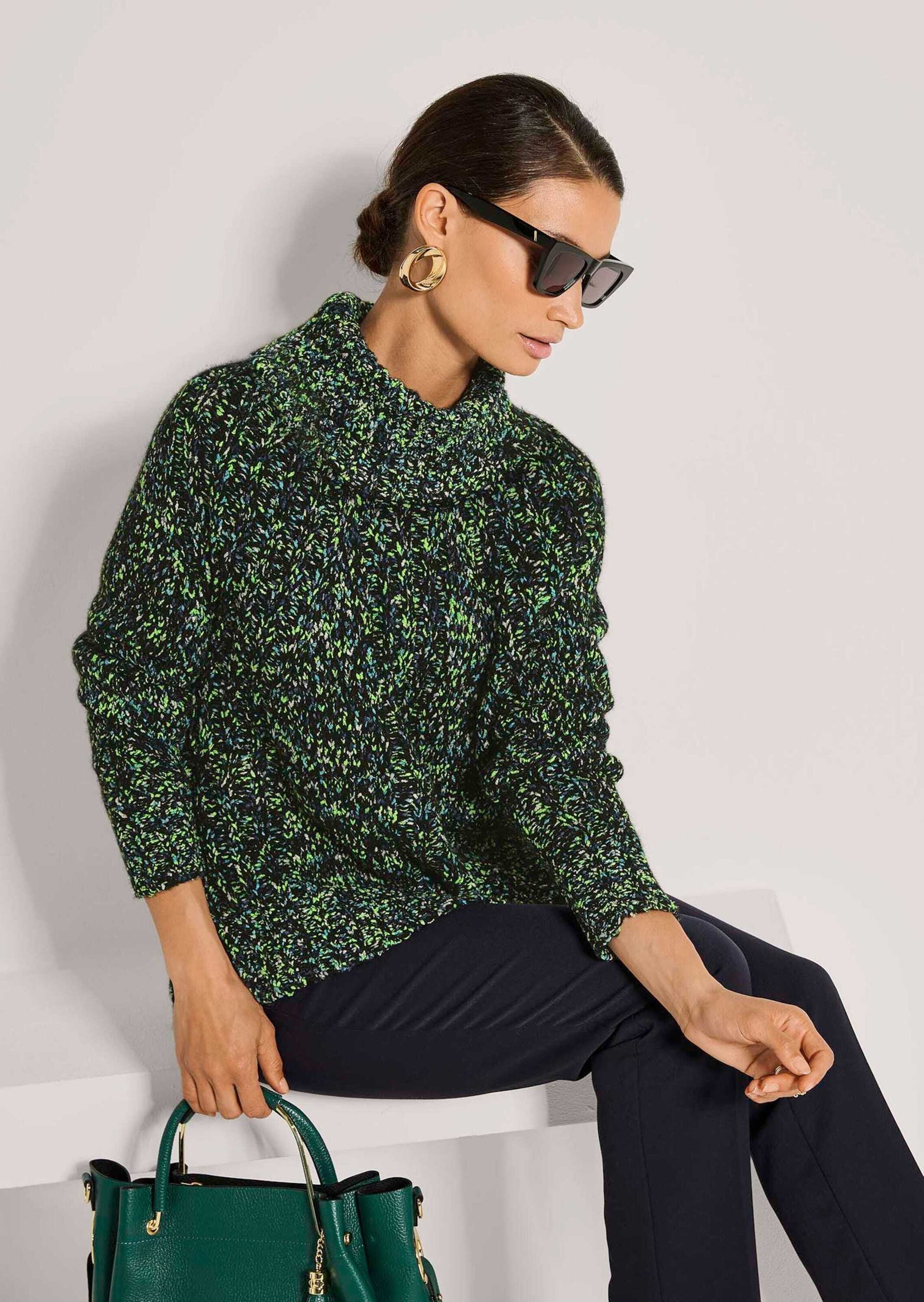 MADELEINE Longpullover »Strickpullover Moderner Winterpullover mit Rollkragen« Multicolor-Garn