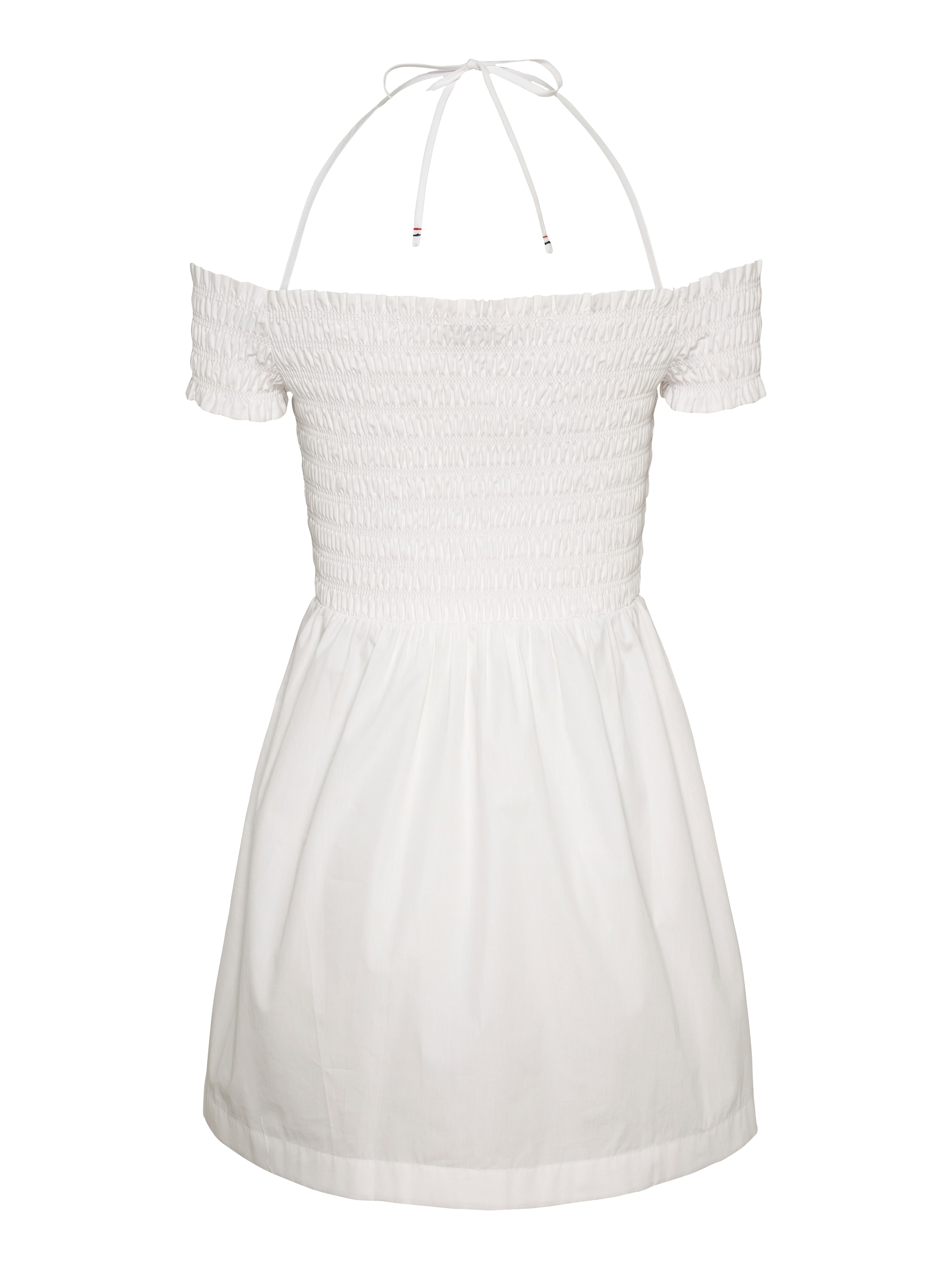 Tommy Jeans Smokkleid »TJW RUCHE F&F POPLIN DRESS EXT«, in Smok-Optik