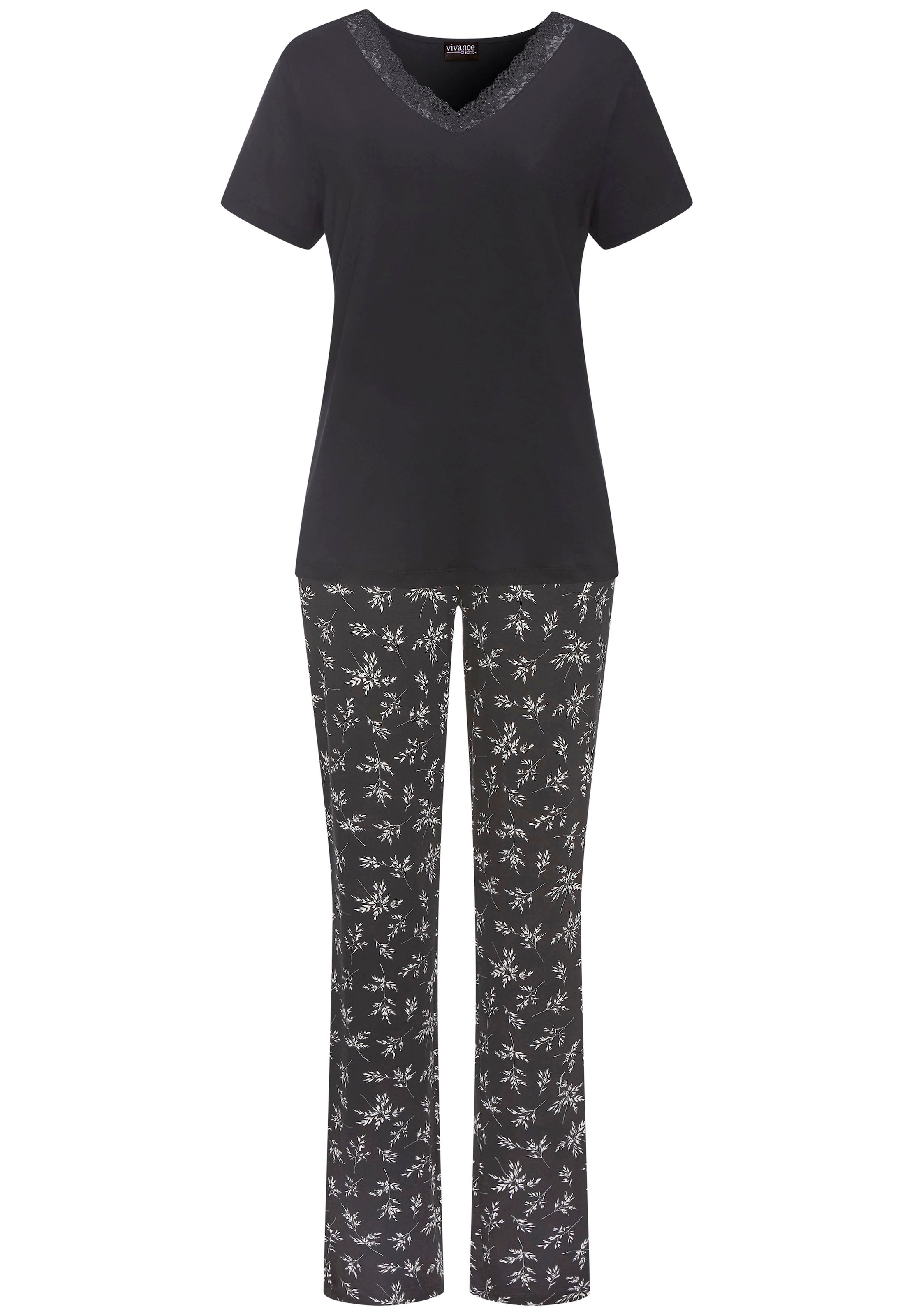 Vivance Dreams Pyjama, (Set, 2 tlg.), mit süßem Blumen-Print