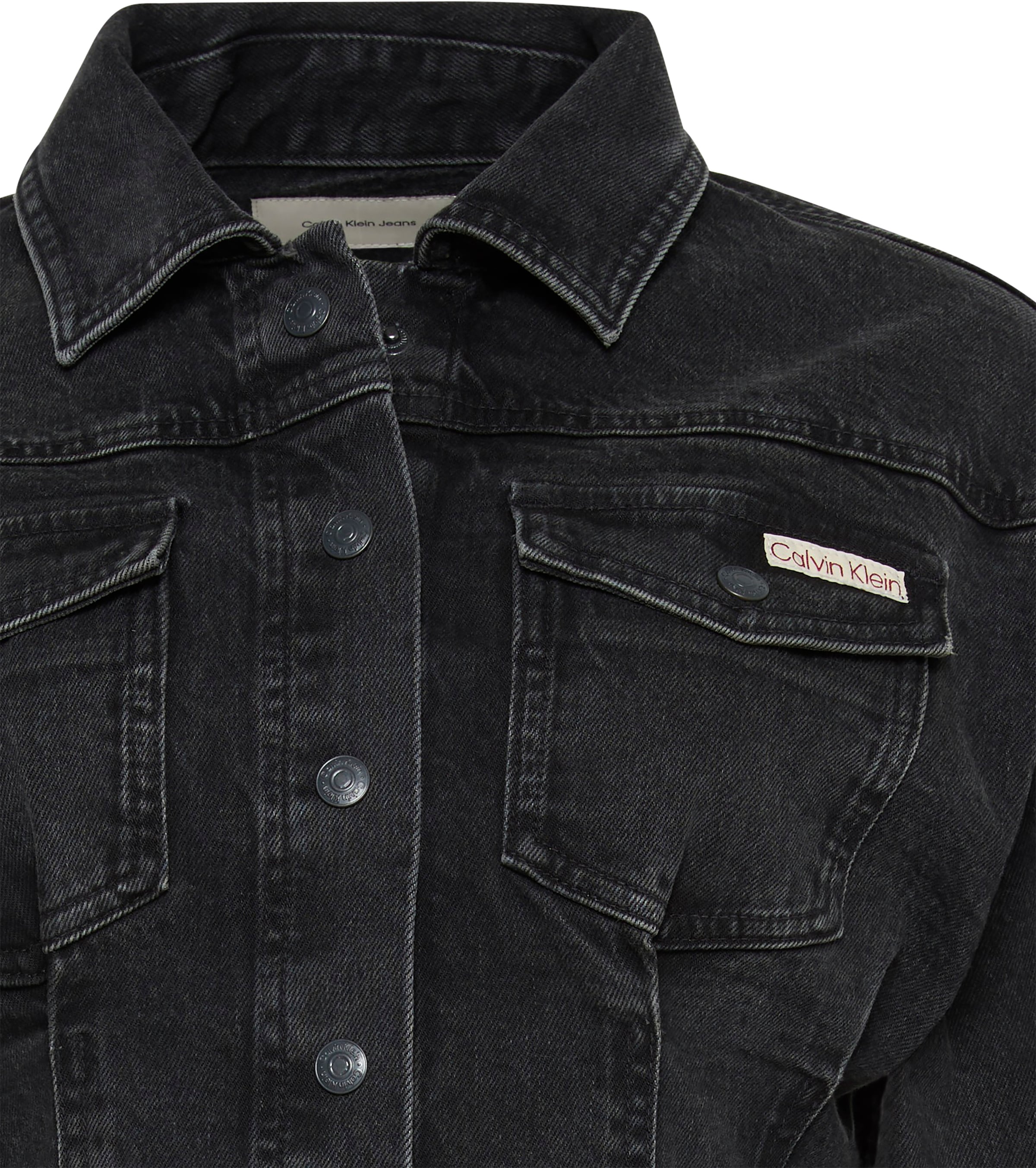 Calvin Klein Jeans Jeanskleid »LS DENIM MINI DRESS« Klappentaschen Mit Rundshalsausschnitt, figurbetont