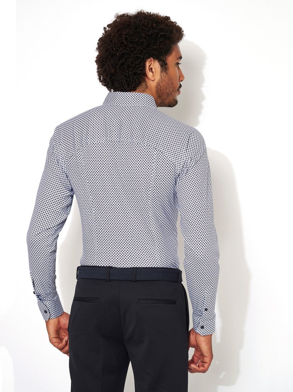 DESOTO Businesshemd »Jerseyhemd Casual Kent langarm«, Flexibler Stretch, mit Minimal Print, Kentkragen