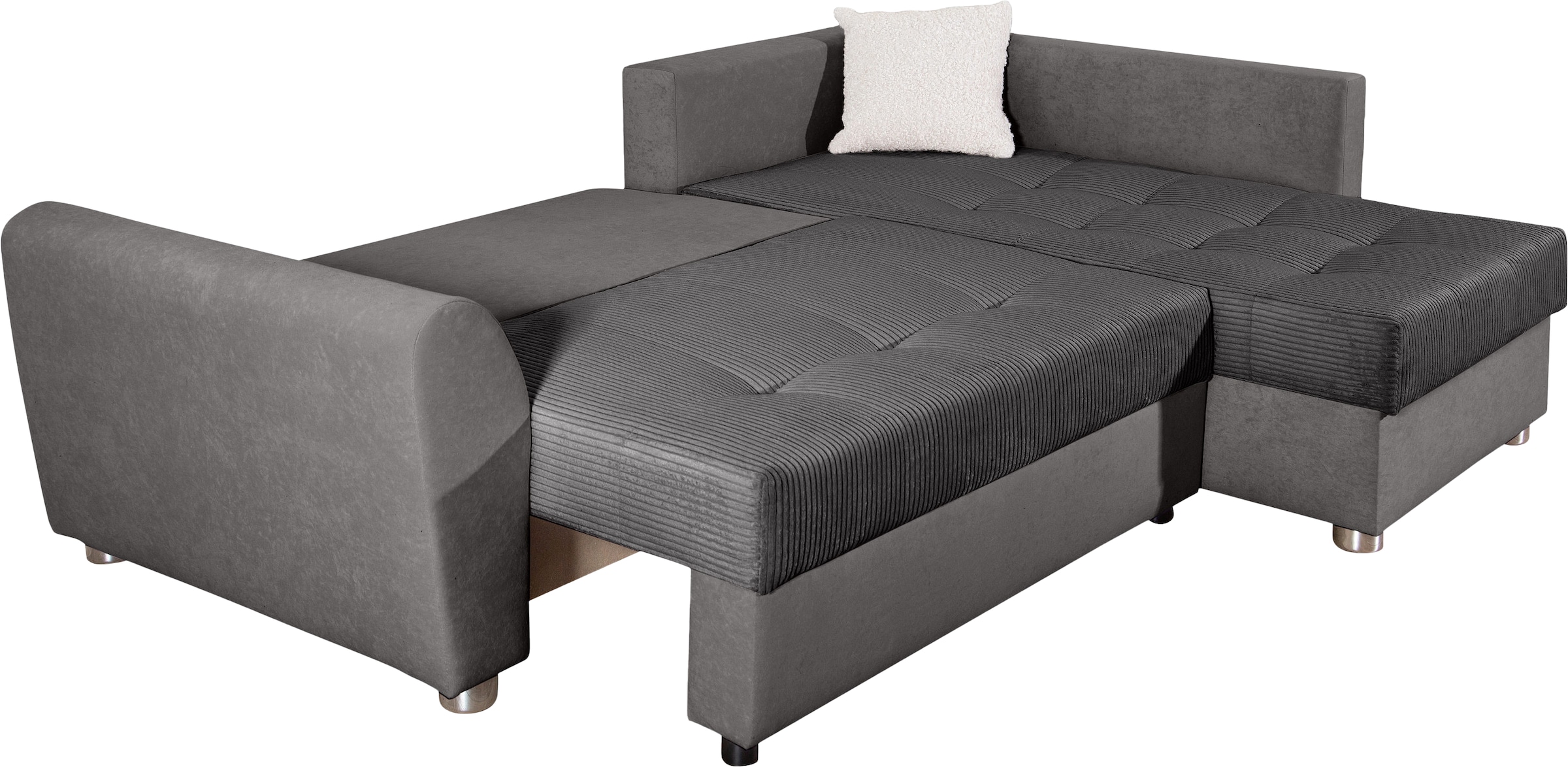 COLLECTION AB Ecksofa »JANA«, Ecksofa,Bettfunktion,Bettkasten,Bonnelfederkern,Rückenkissen