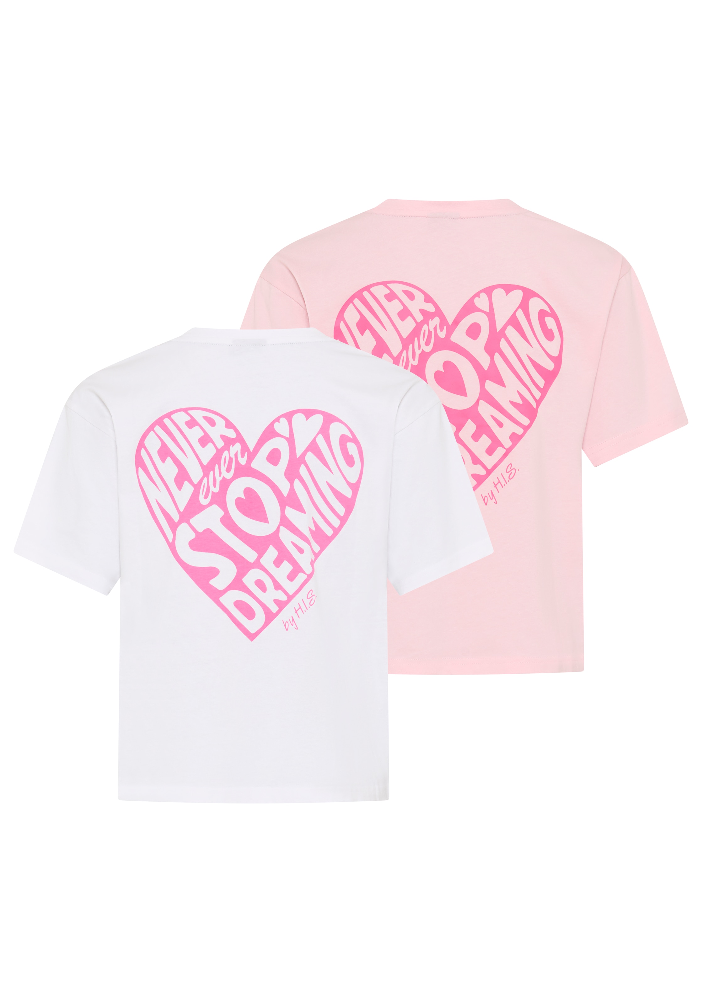 H.I.S T-Shirt »H.I.S 2er Pack T-Shirts mit Rückenprint« Packung, 2, 2 tlg. für Mädchen, lässige Passform, kurze Ärmel, mit Logodruck