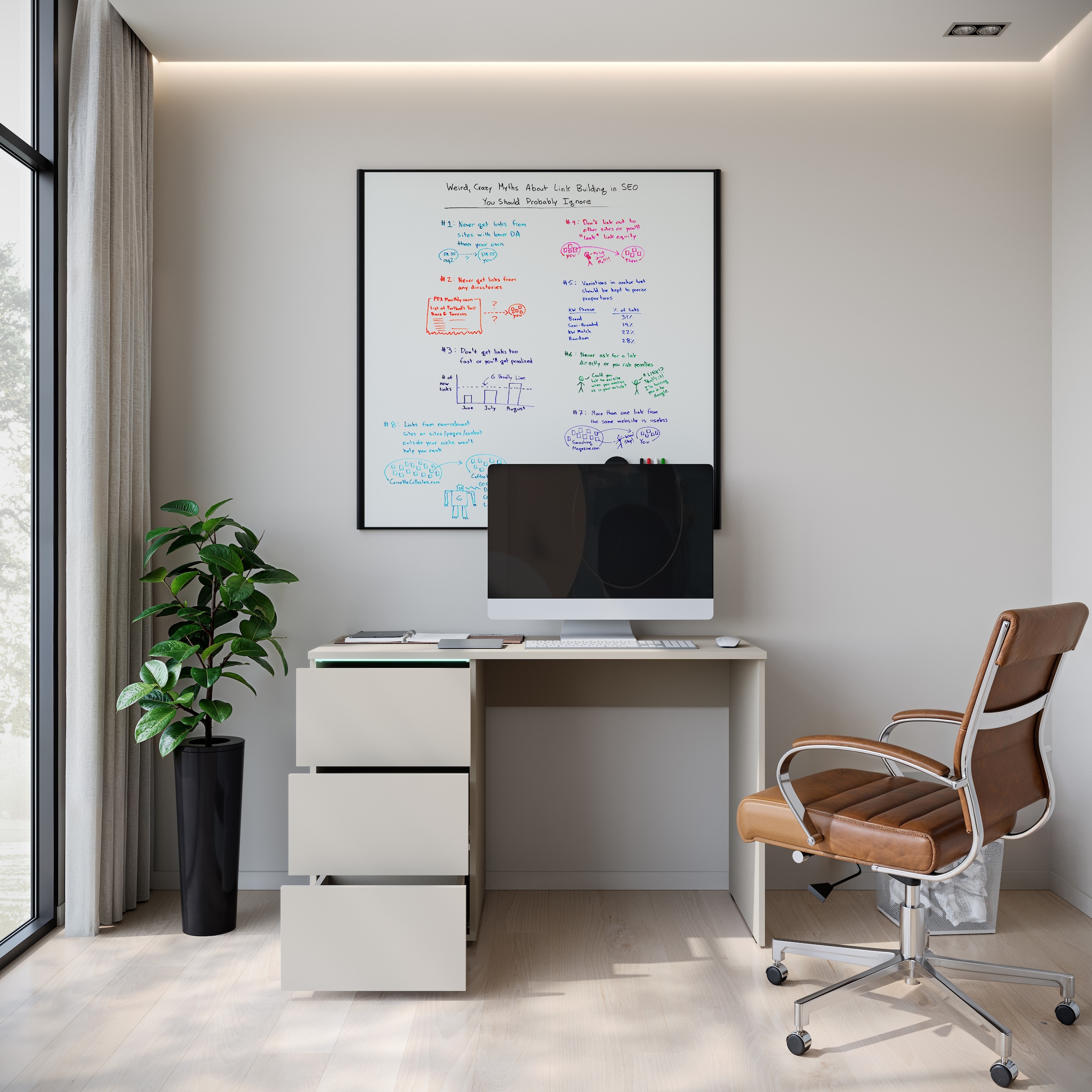 INOSIGN Schreibtisch »Vera«, (1 St.), Modernes Schreibtisch mit LED, Push-to-Open und 3 Schubladen.