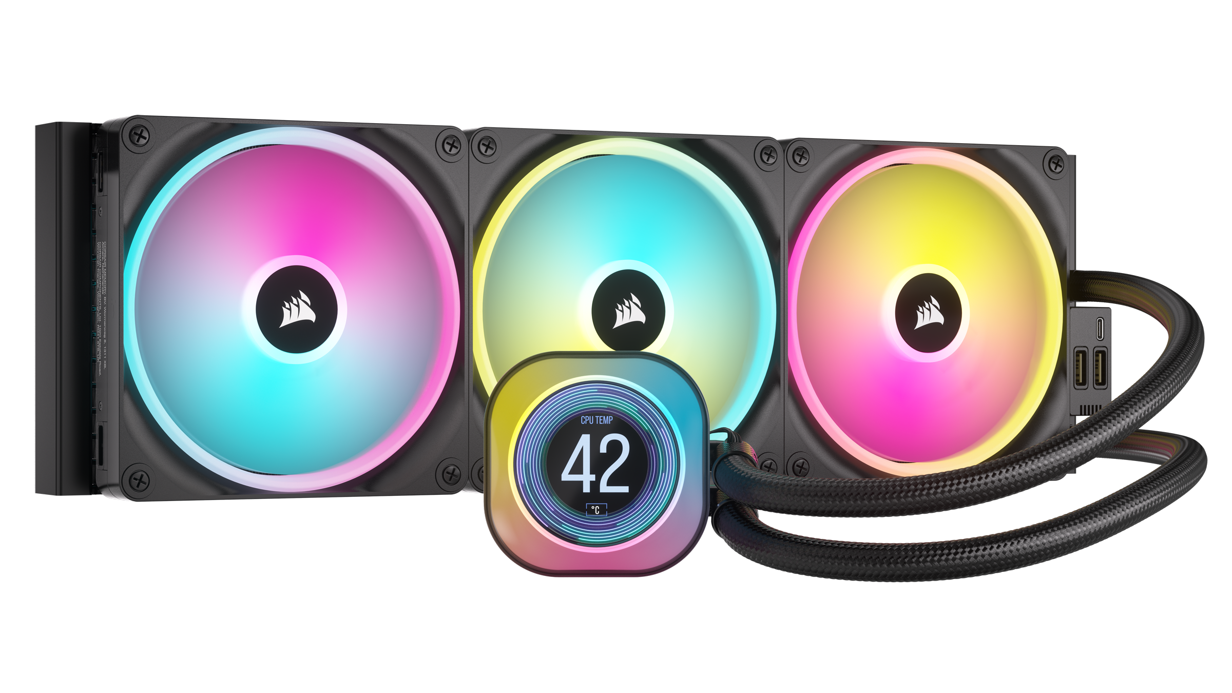 Corsair CPU Kühler »iCUE LINK H150i LCD AIO, 360mm Radiator«, Brillantes IPS-LCD-Display
