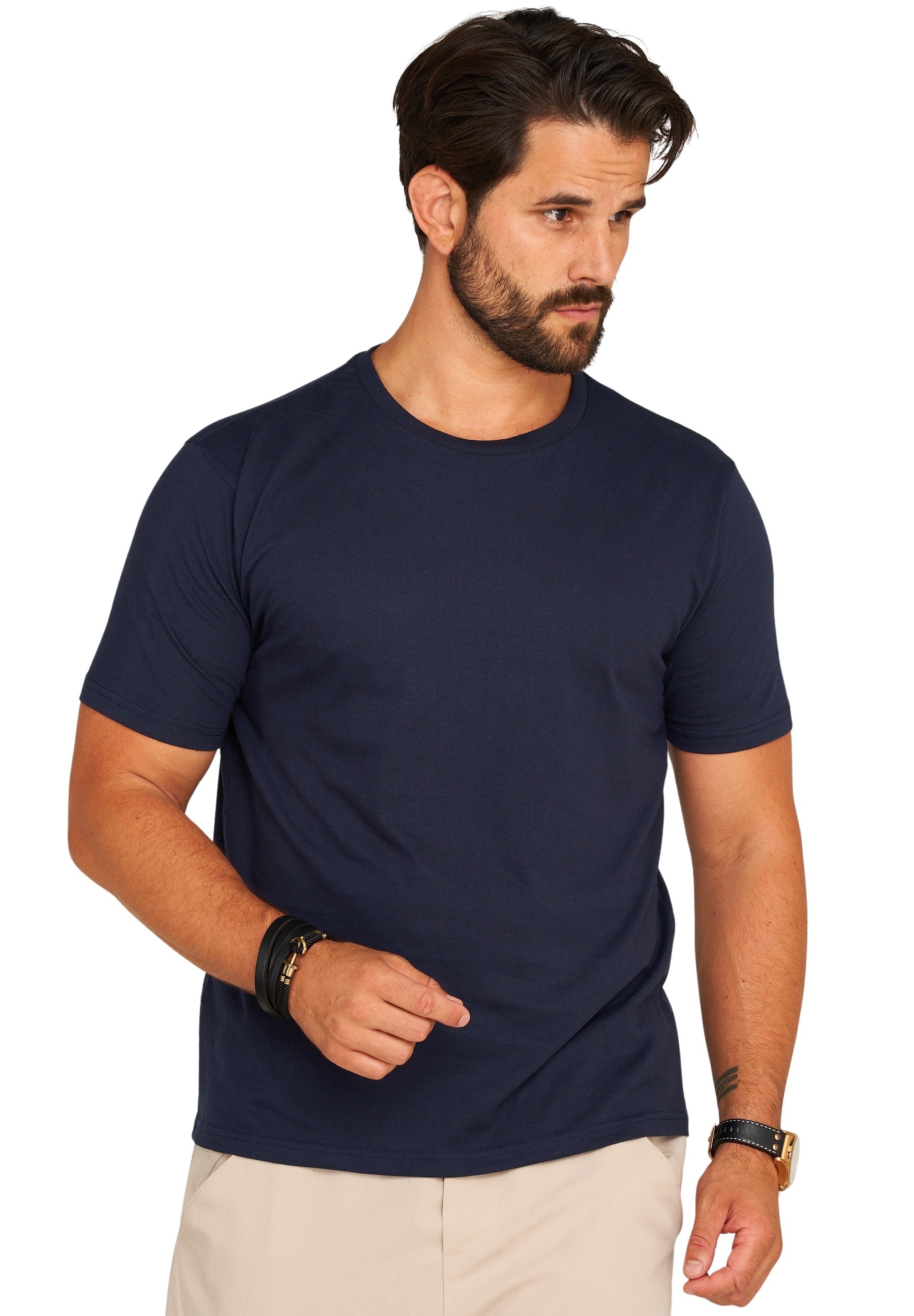 Daily Cotton T-Shirt »Herren Basic Kurzarm Rundhals Shirt Crew-Neck O-Ausschnitt« Herren Basic Kurzarm Rundhals Shirt Crew-Neck O-Ausschnitt