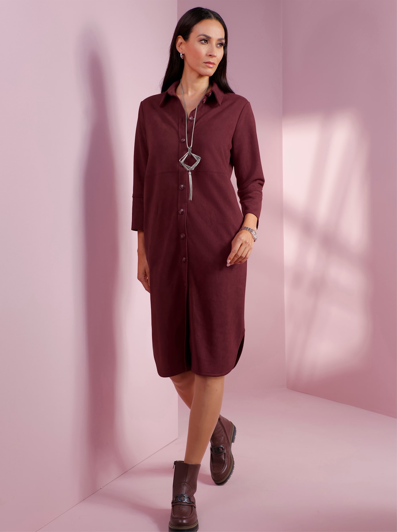 heine Lederkleid »Velourslederimitat-Kleid« Nahttasche