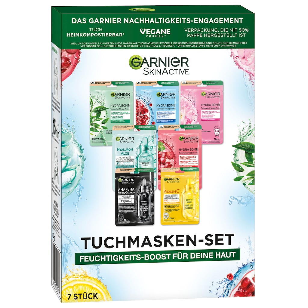 GARNIER Tuchmaske »Garnier SkinActive Tuchmasken-Set«, (Set, 7 tlg.)