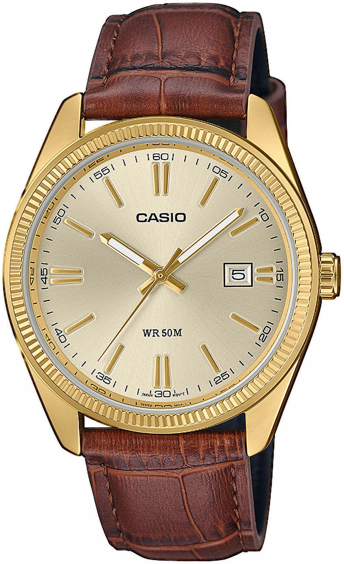 CASIO TIMELESS COLLECTION Quarzuhr, Armbanduhr, Herrenuhr, Damenuhr, Lederarmband, Tag, Neo-Display